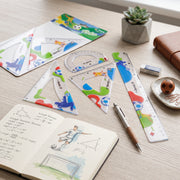 Lot de 4 : Pochette Géométrique 30cm pour Fournitures Scolaires