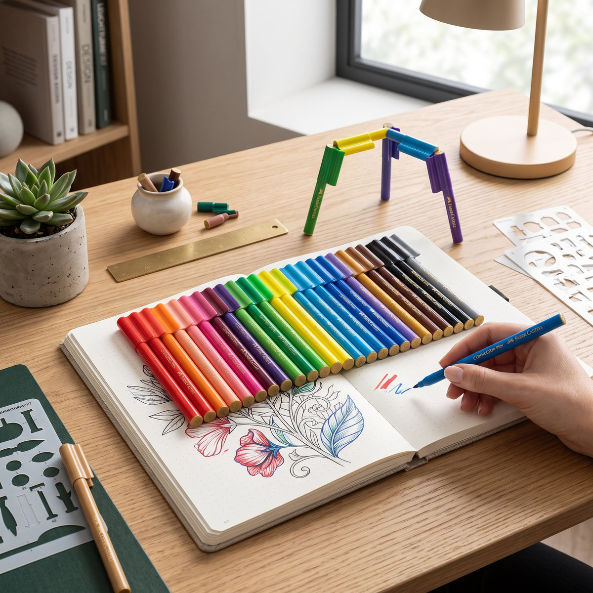 Set de 25 Feutres Faber-Castell Premium – Couleurs Vives pour Dessin