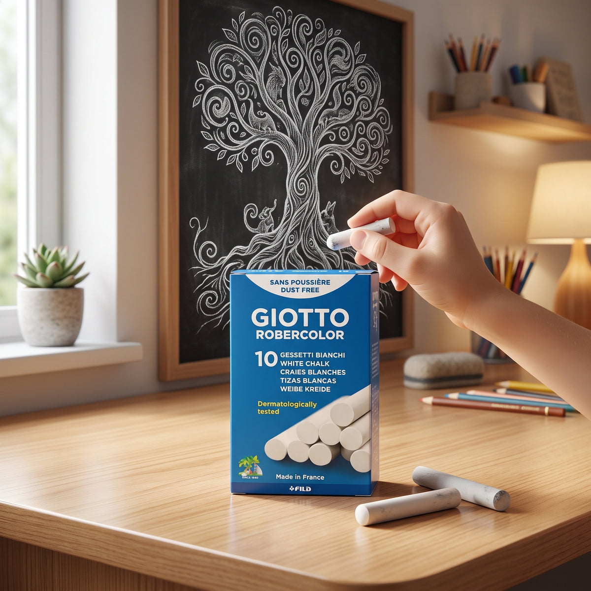 Craie blanche Giotto Robercolor - Boîte de 10 Pièces