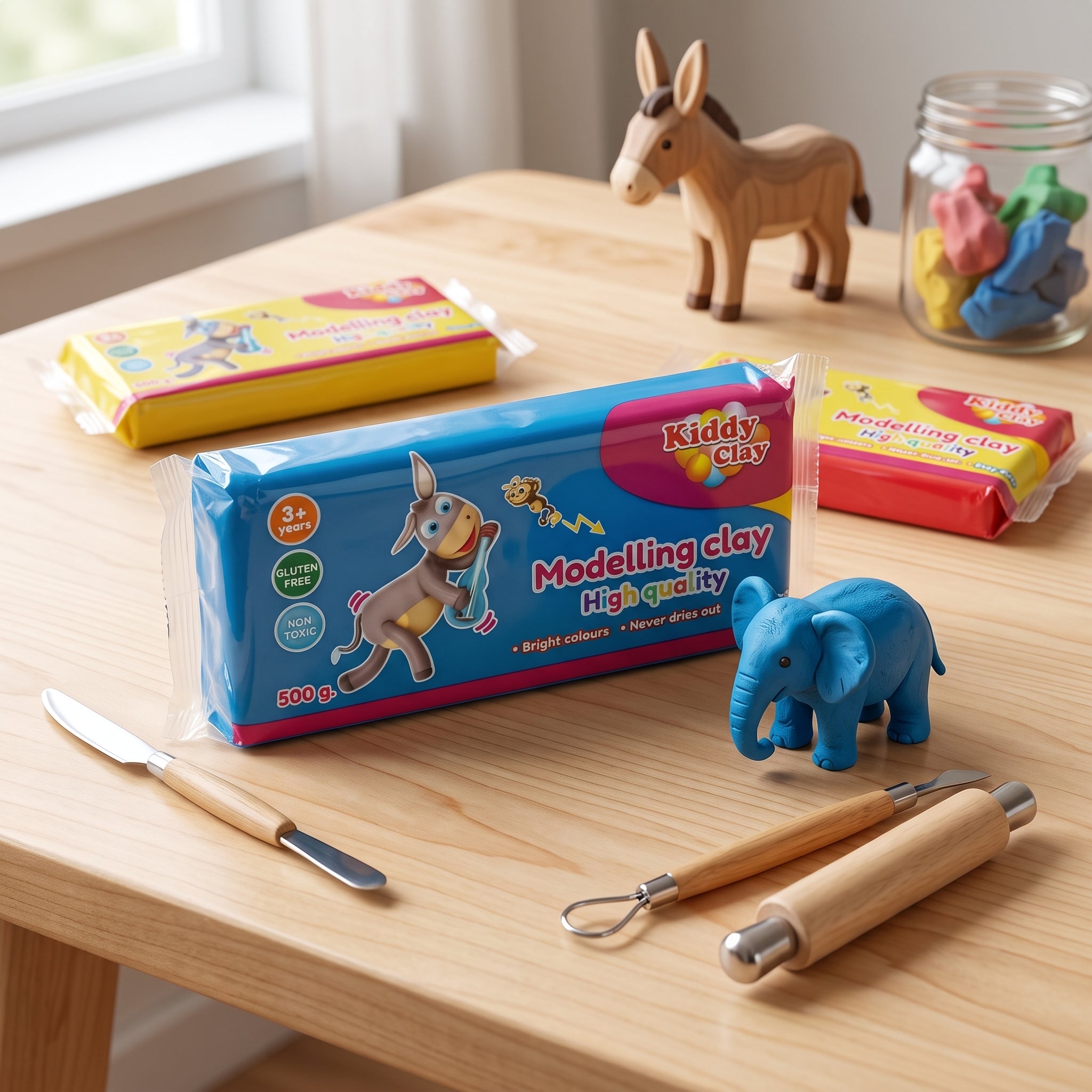 Pâte à Modeler Kiddy Clay - Bloc de 500g - Haute Qualité