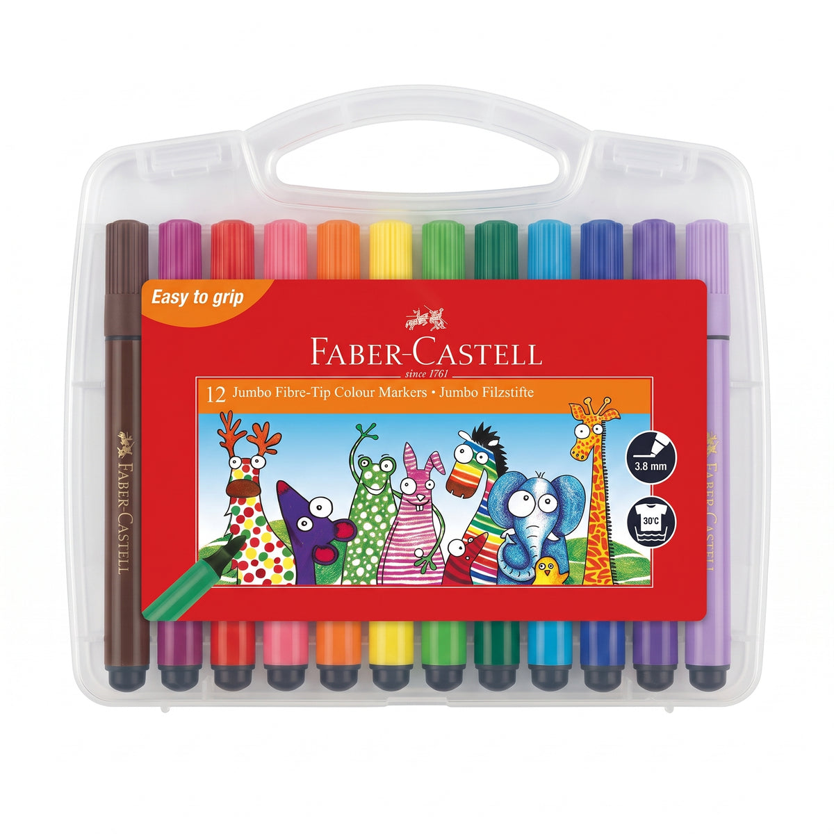 Feutres Jumbo Faber-Castell – Boîte de 12 – Ergonomie et Couleurs Vives Image principale du produit