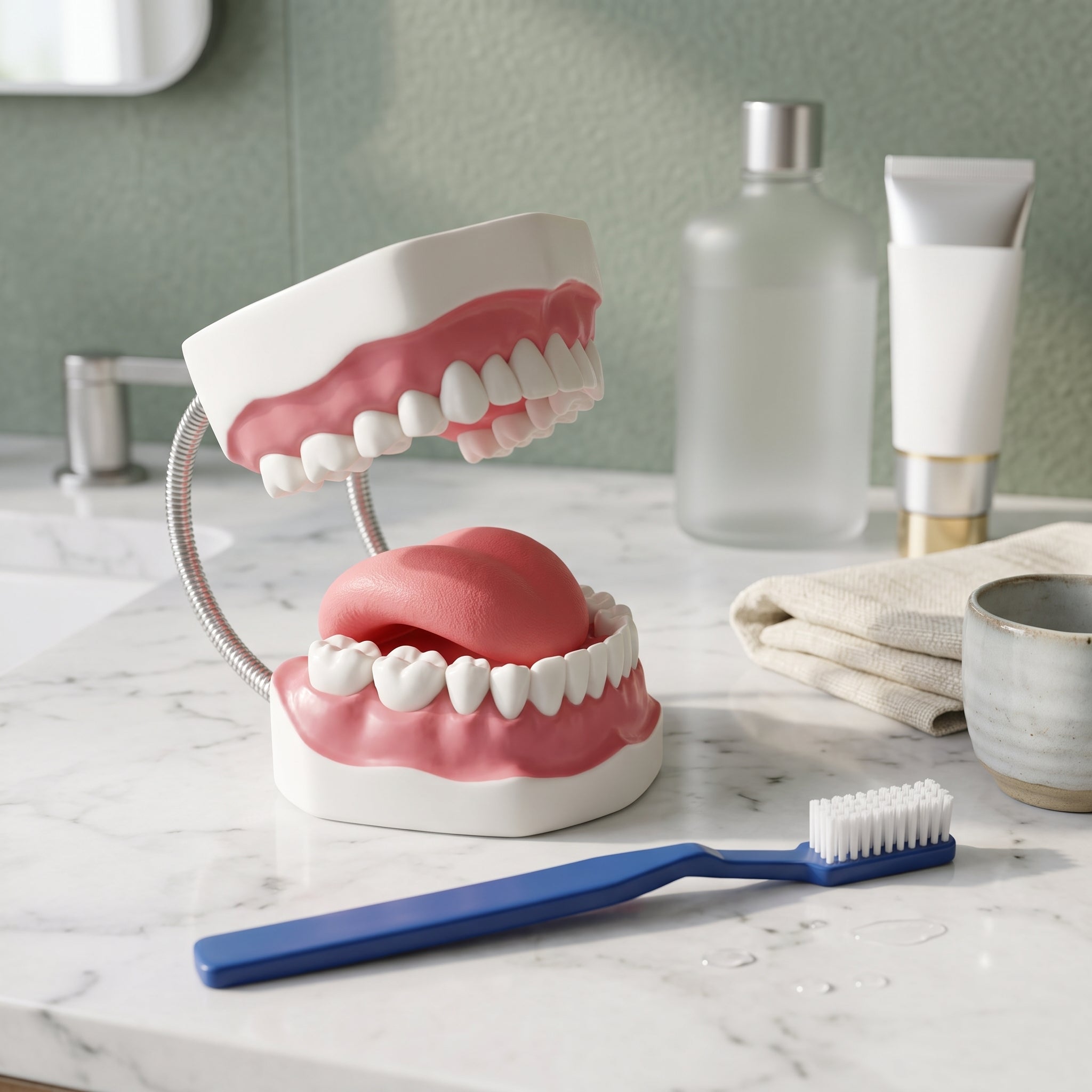 Modèle dentaire avec brosse