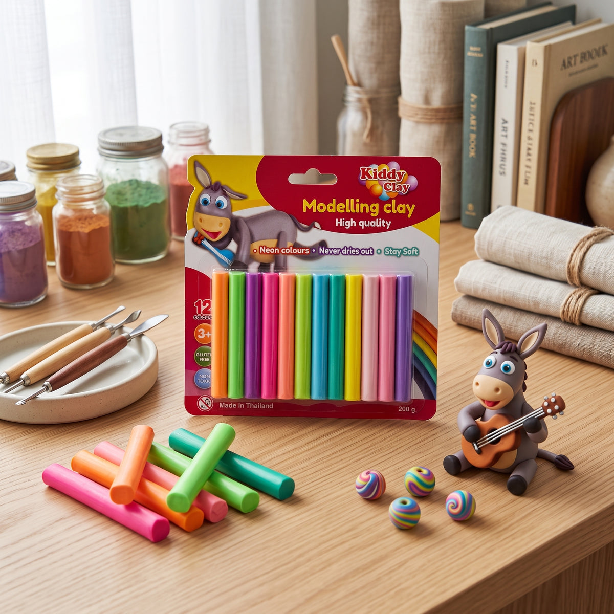 Pack de 12 Bâtonnets de Pâte à Modeler - 200g - Loisirs Créatifs Enfants