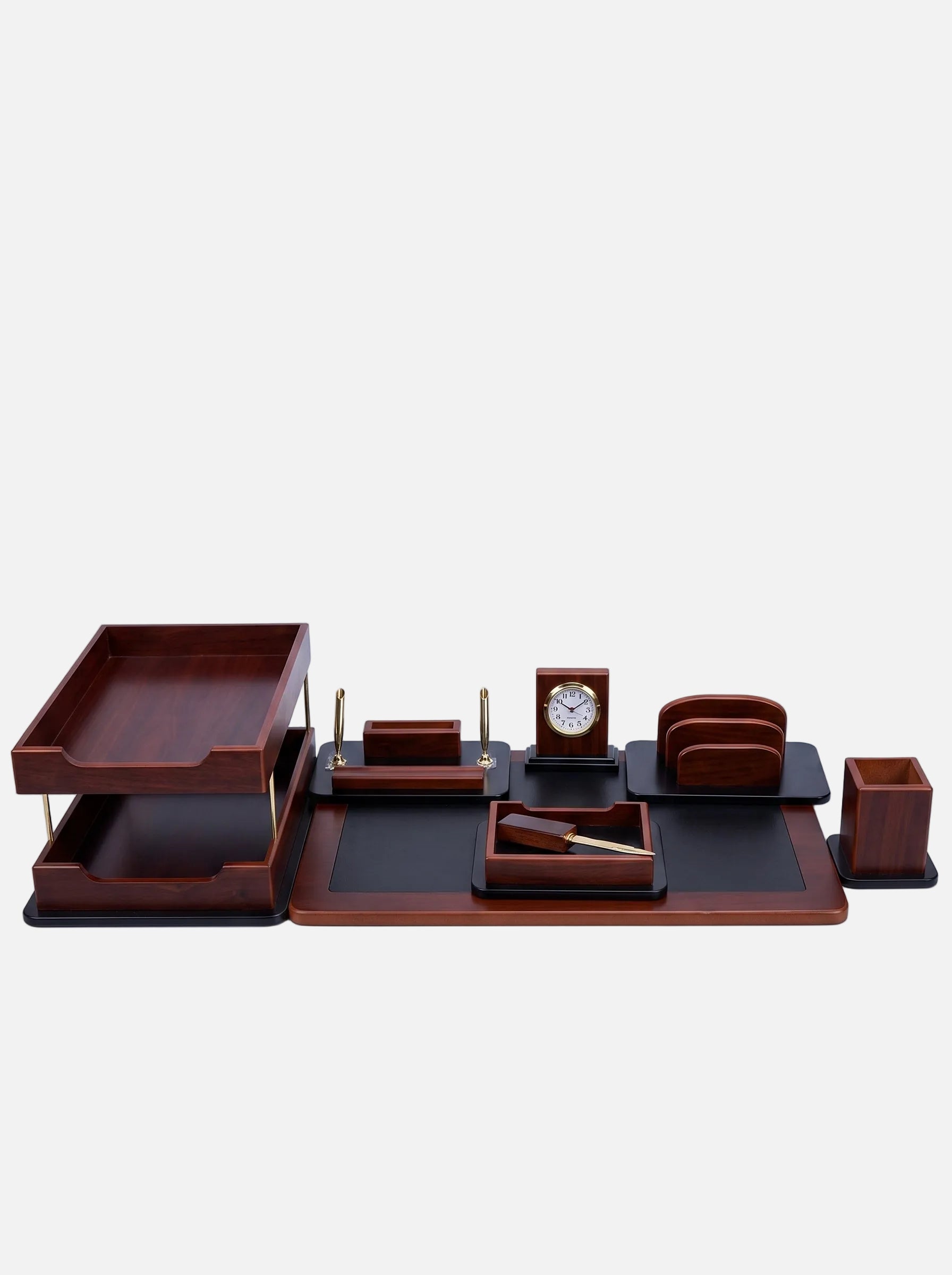 Ensemble Organisateur de Bureau en Bois 8 Pièces