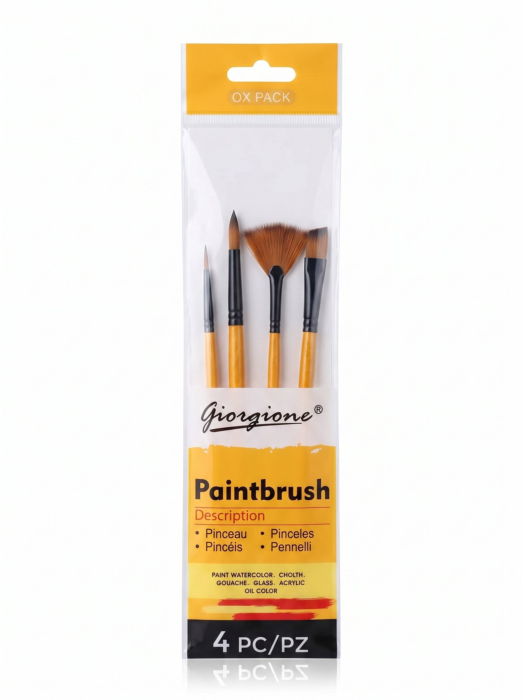 Set de 4 Pinceaux Plats Simples Yalong – Idéal pour Peinture et Loisirs Créatifs