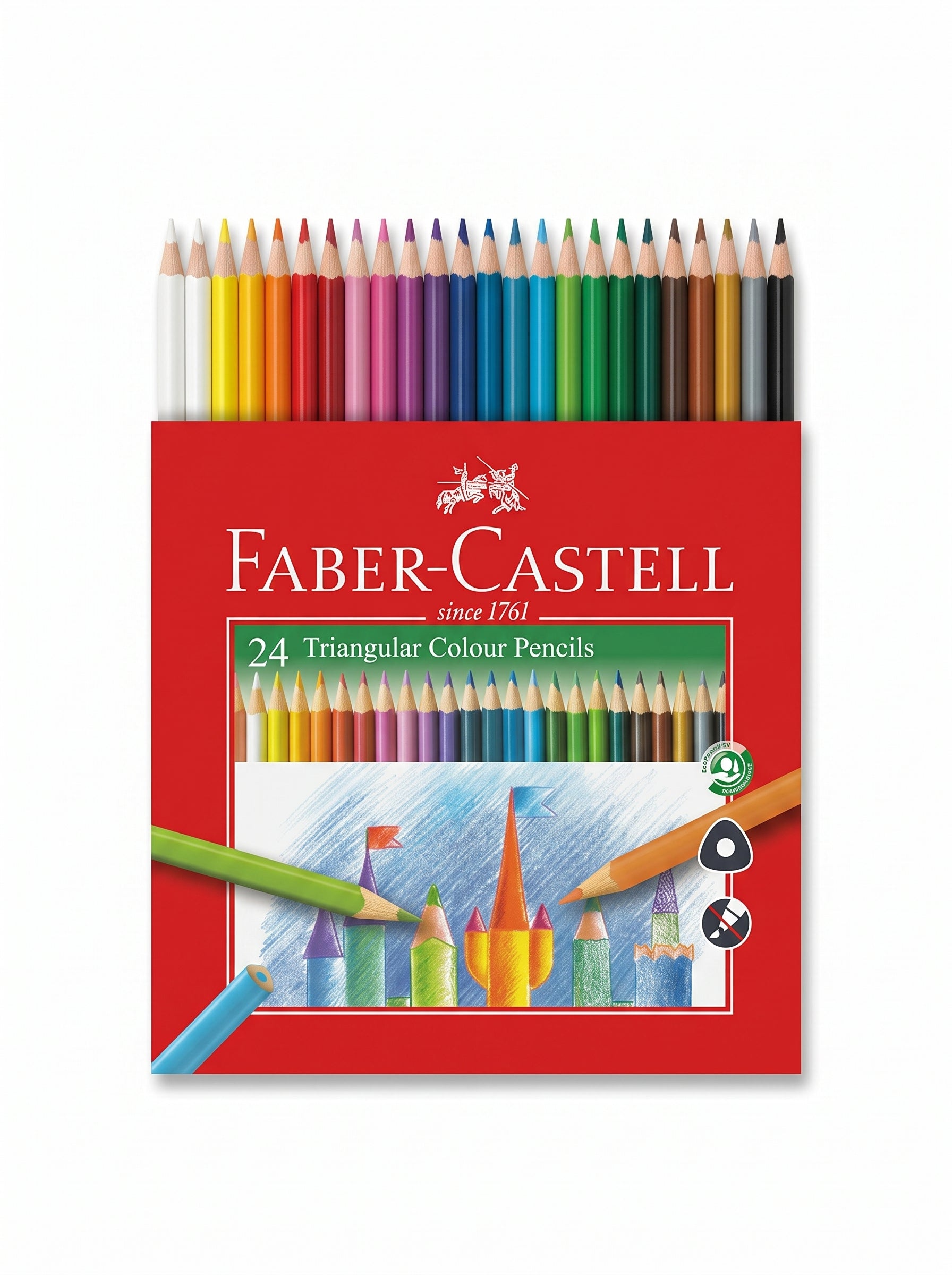 Crayons de Couleur Faber-Castell 24 Couleurs – Prise en Main Grip Confort