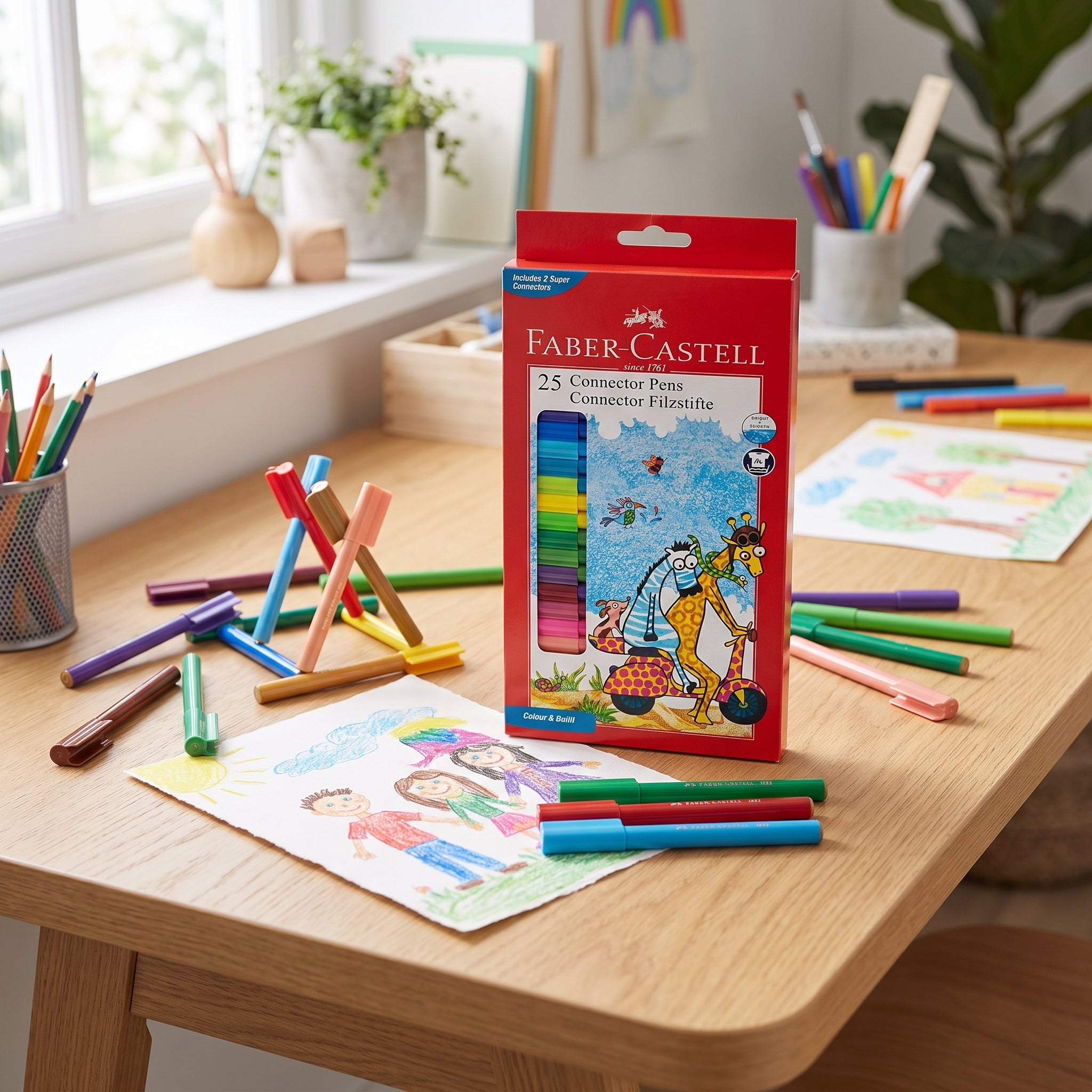 Set de 25 Feutres Faber-Castell Premium – Couleurs Vives pour Dessin