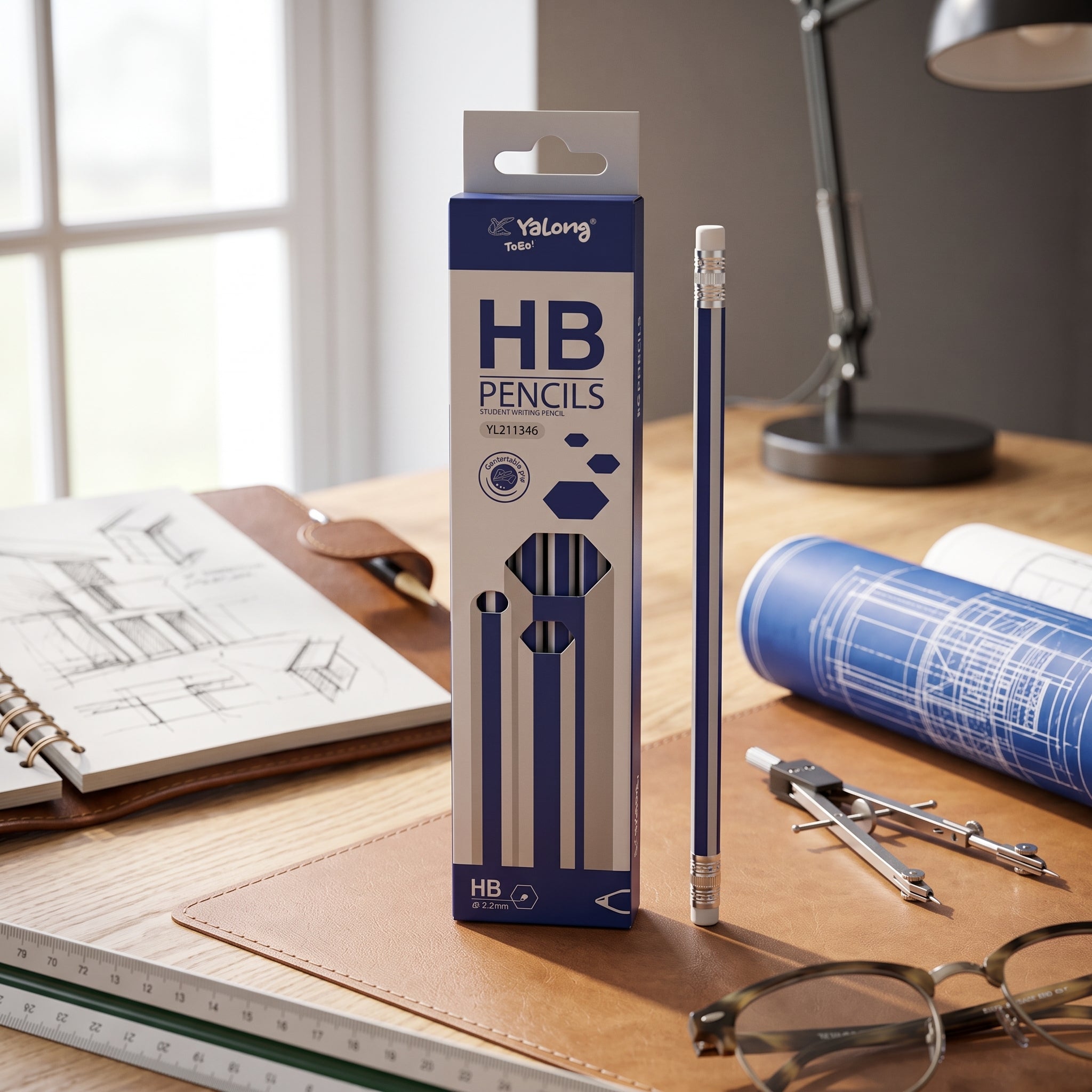 Coffret de 12 : Crayon à papier HB noir Yalong - Qualité Supérieure