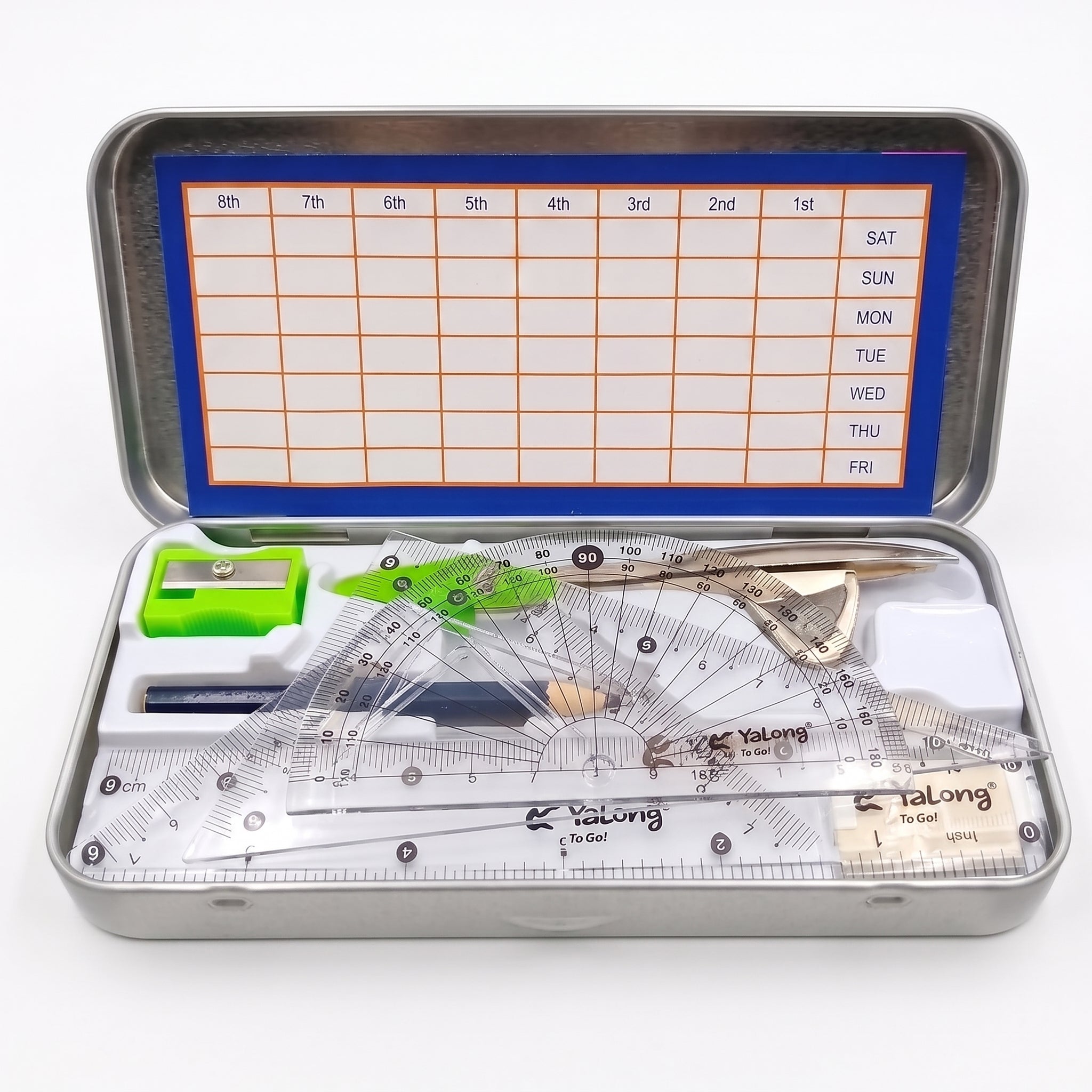 Kit de géométrie 8 pièces avec Pochette "To Go"
