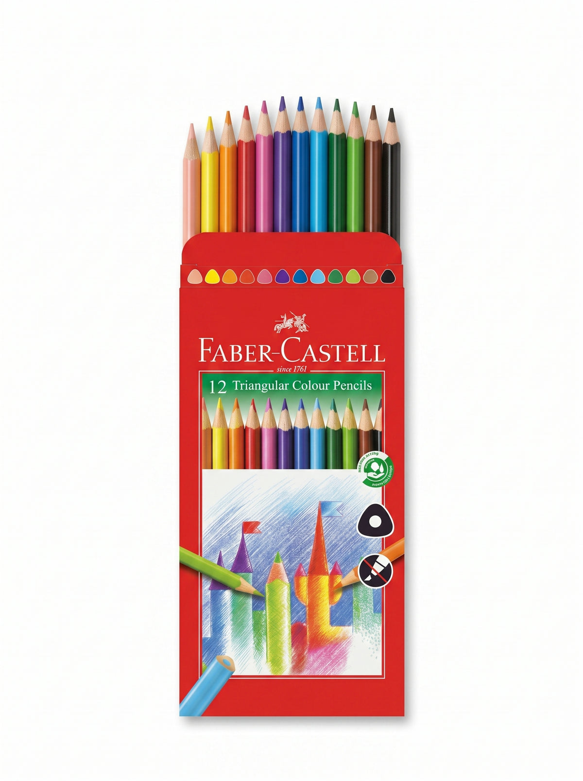 Boîte de 12 Crayons de Couleur Triangulaires (Ergonomiques) – Faber-Castell