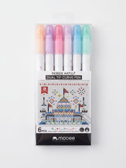 Stylos feutres double pointe motifs Mobee "Curve" Set de 6