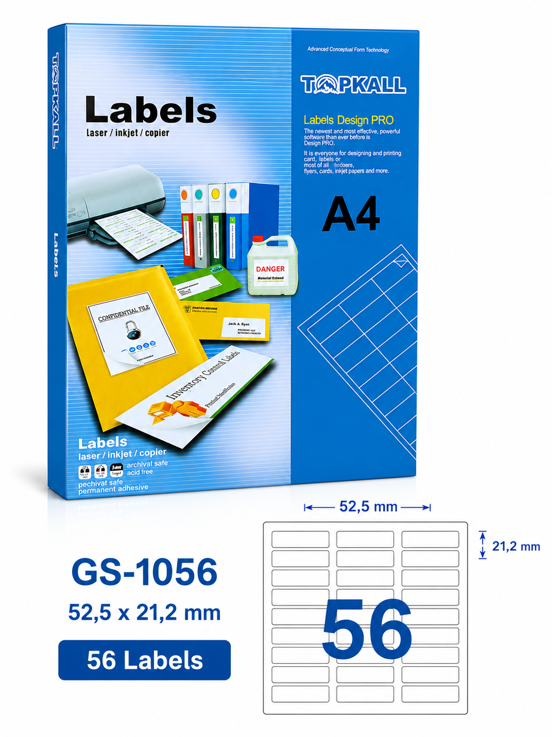 Etiquettes adhesive labels A4 100F - Papier Autocollant Qualité Pro