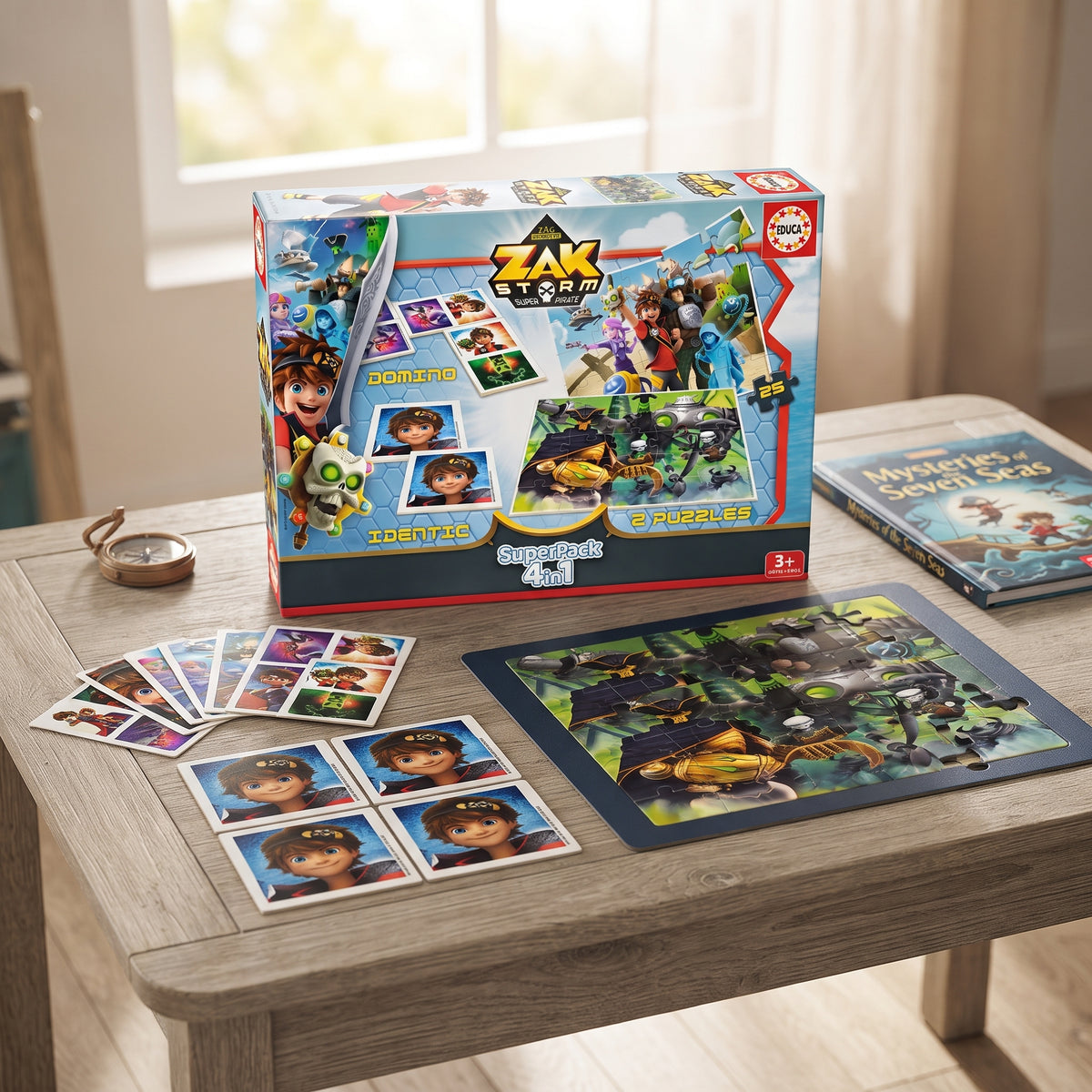 SuperPack 4 en 1 Educa Zak Storm – Coffret Jeux Éducatifs (Puzzles & Memory)