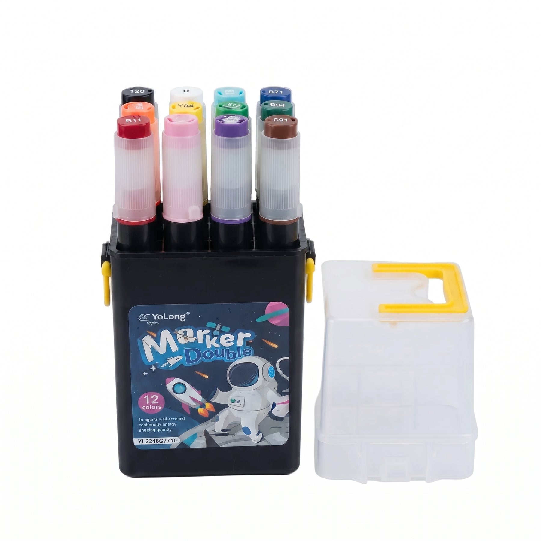 Feutres à alcool 12 couleurs Yalong - Double Pointe