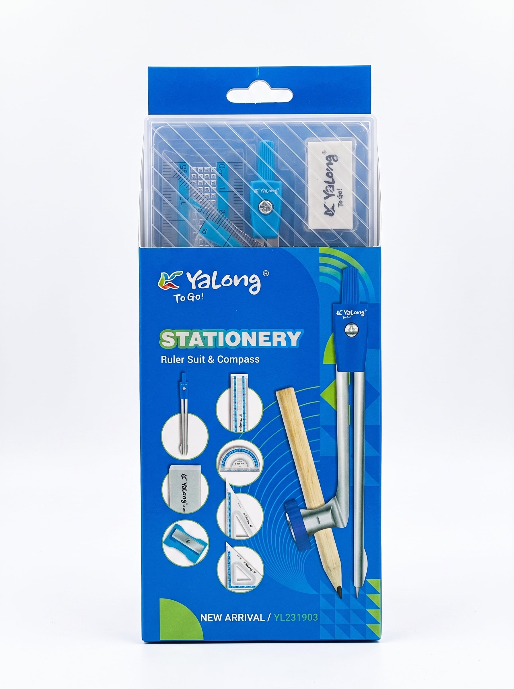 Coffret géométrie Yalong bleu : Boîte Complète pour la Rentrée