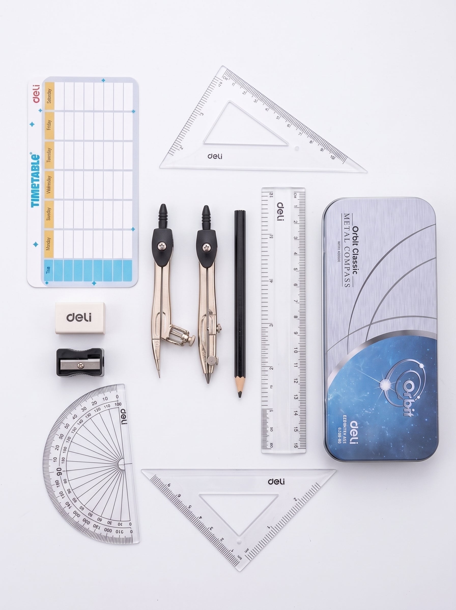 Boîte géométrie Deli Orbit 9 pièces