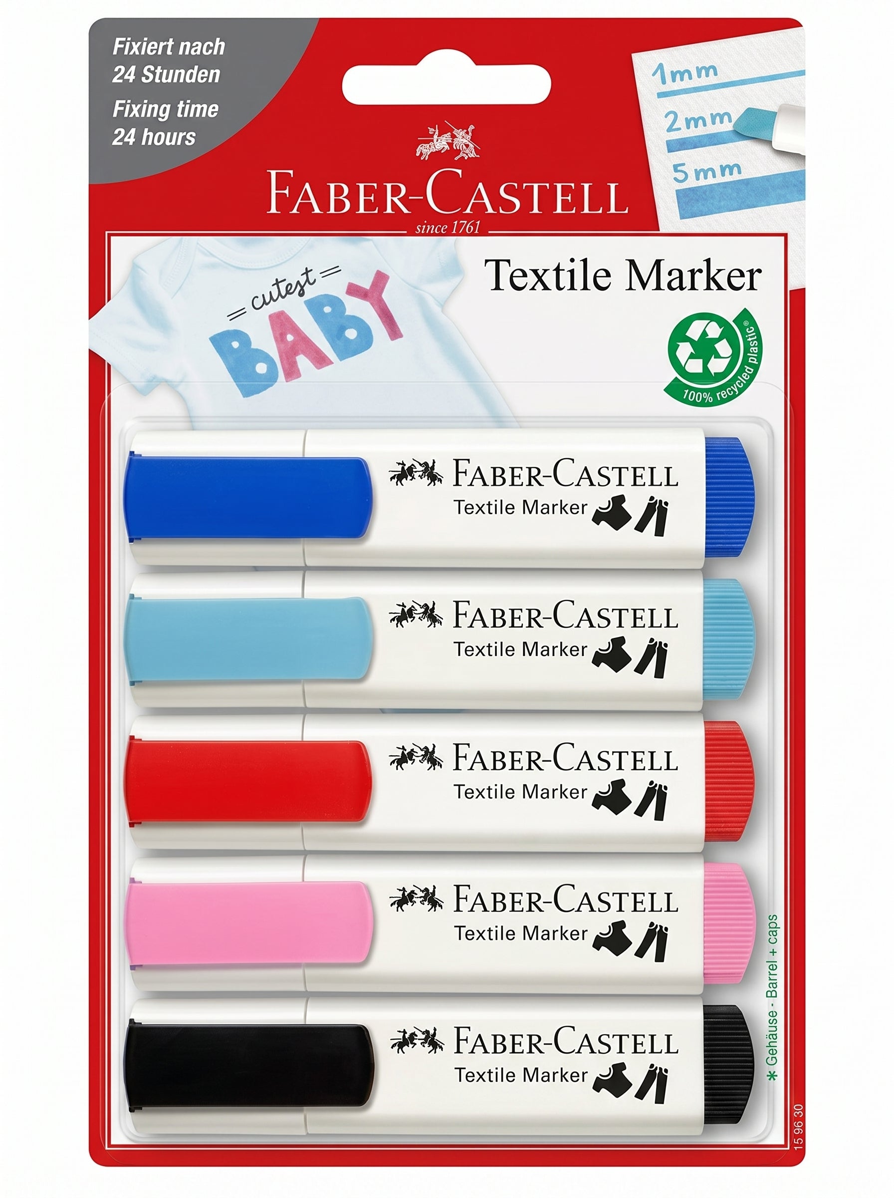 Set 5 feutres textile fluorescents Faber-Castell | Qualité et précision