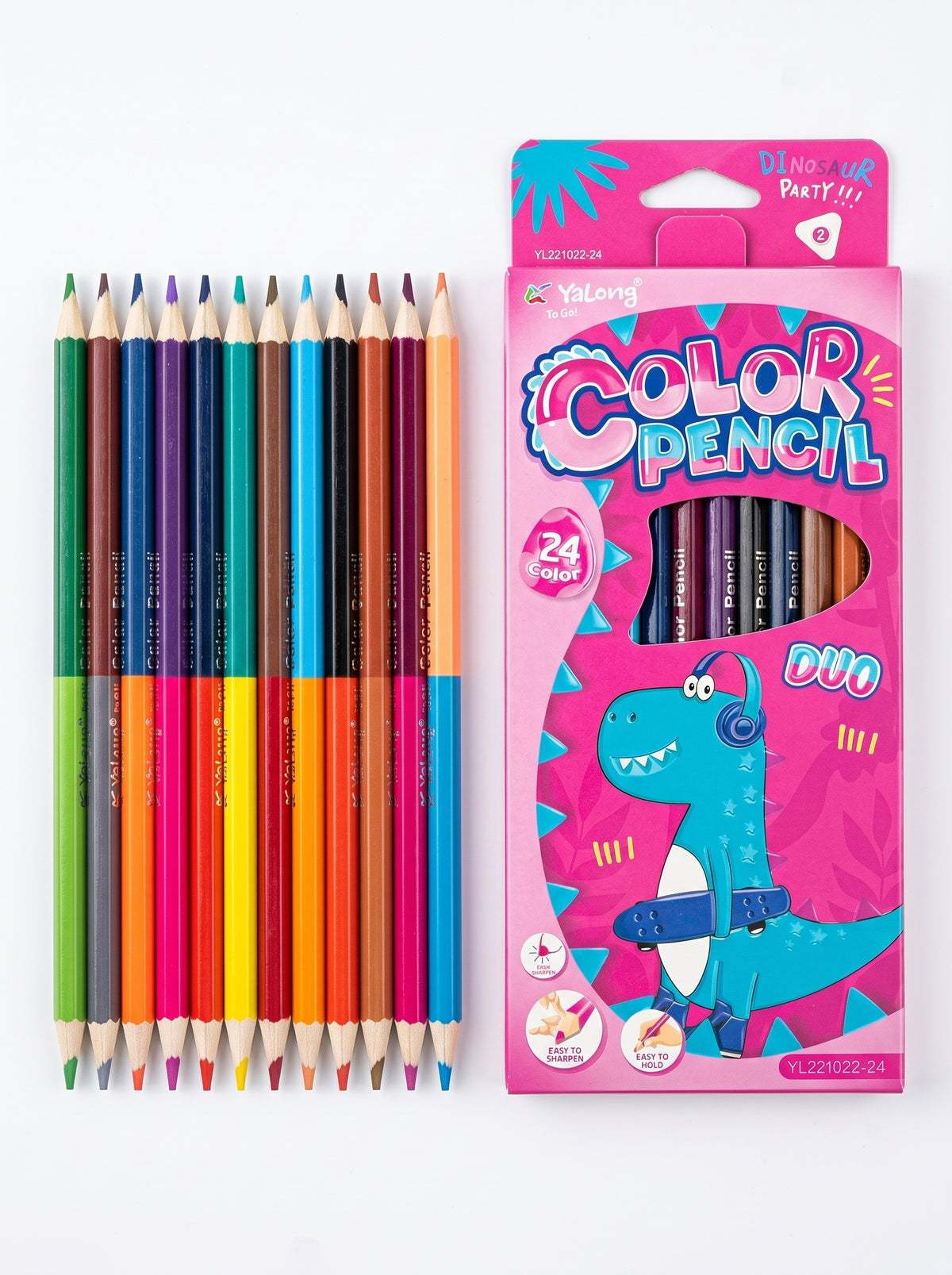 Crayons de couleur duo Yalong - 12 Pièces / 24 Couleurs pour le Dessin