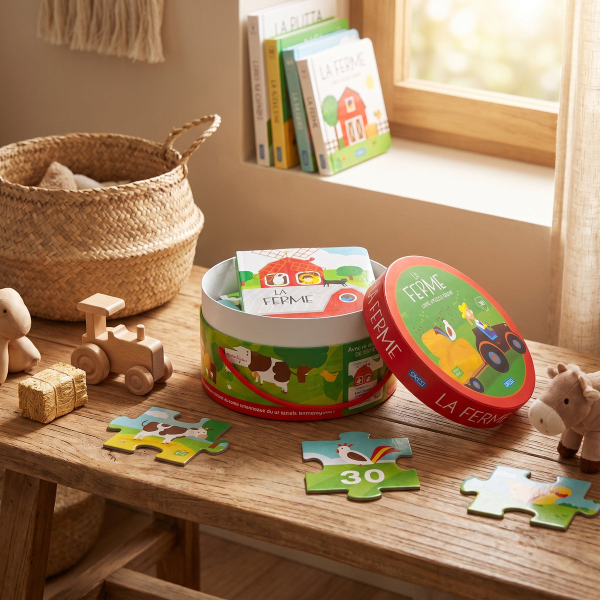 Coffret Livre et Puzzle Géant Animaux – Jeu Éducatif pour Enfants