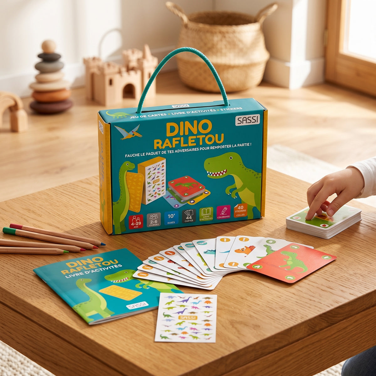 Jeu de cartes dinosaure Dino Rafletou - Coffret Jeux et Activités