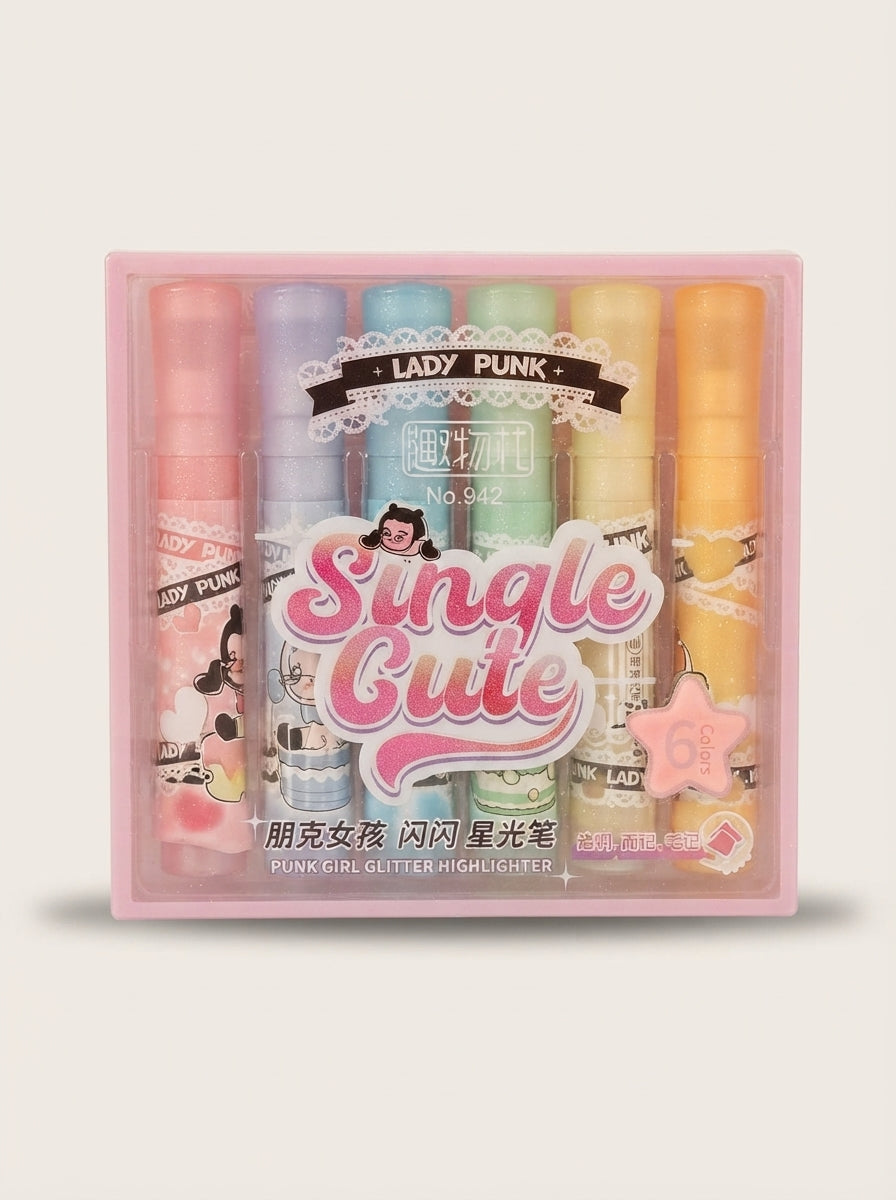 Surligneur Lady Punk lot de 6 : Set de Couleurs Vives
