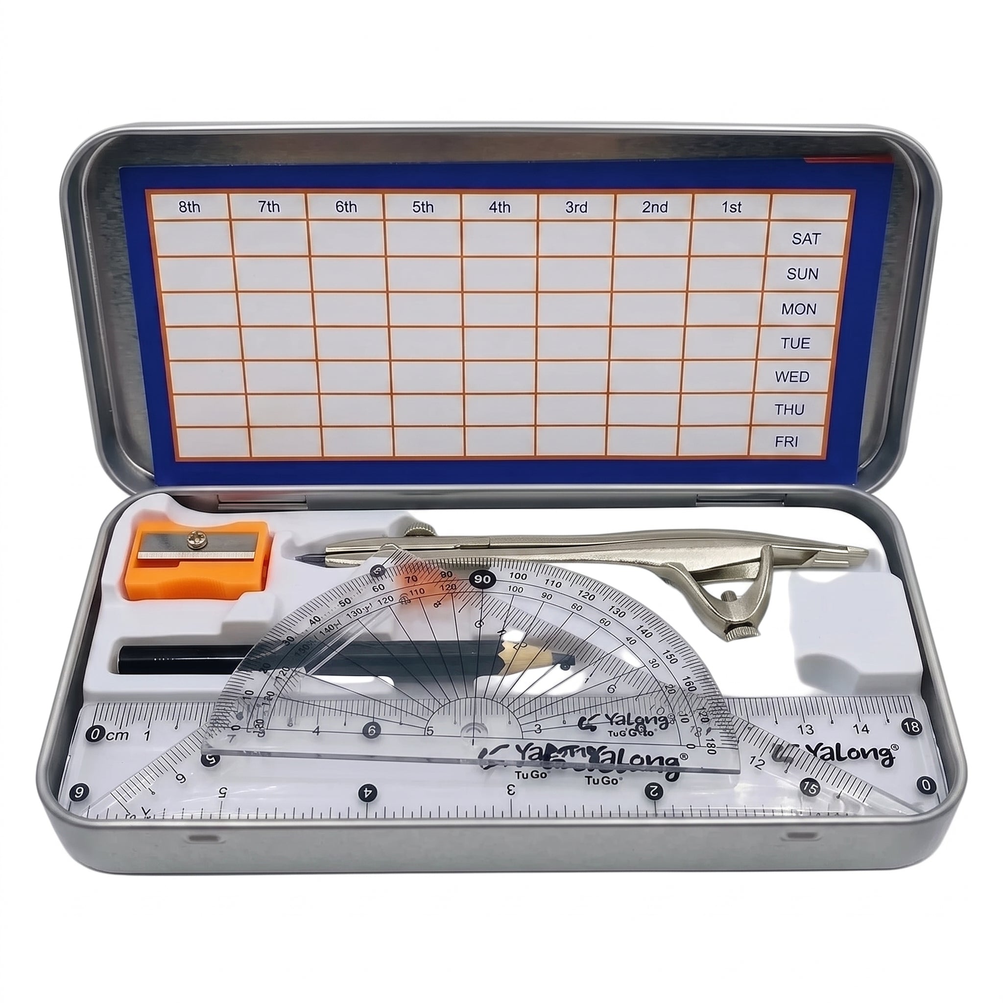 Kit de géométrie 8 pièces avec Pochette "To Go"