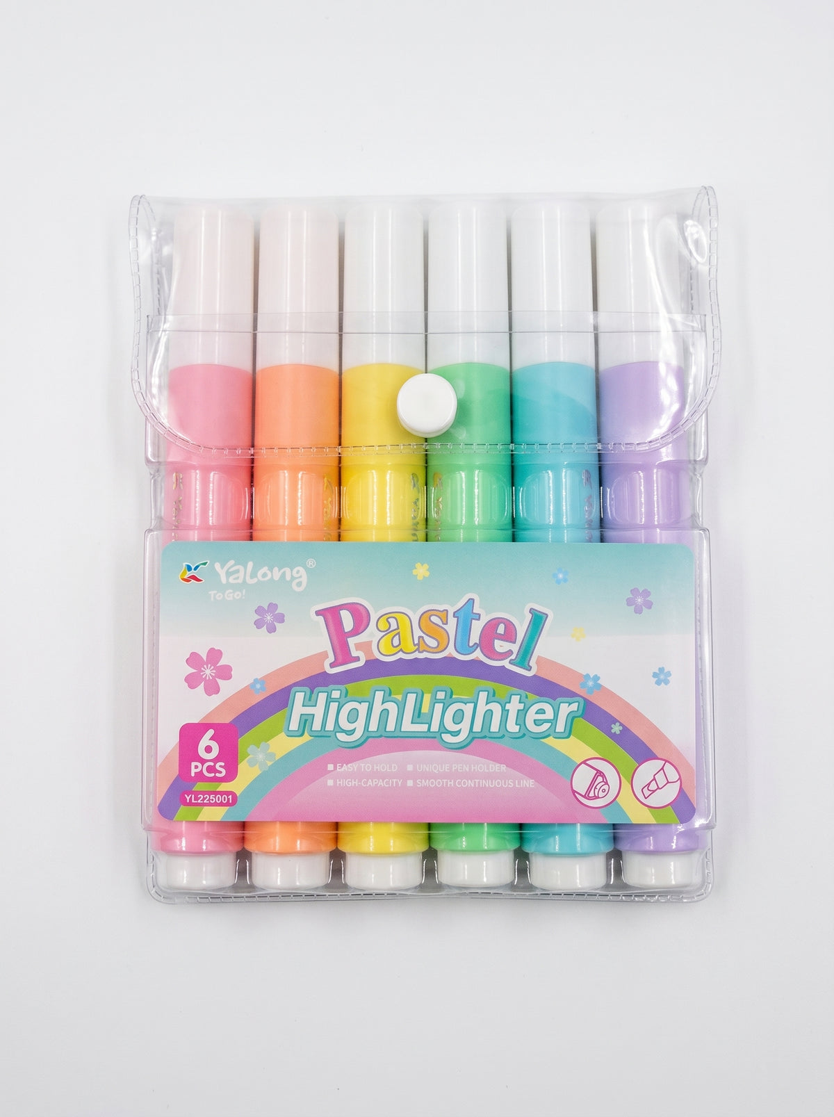 Surligneurs Pastel 6 Couleurs Yalong | Lot de Marqueurs Fluorescents Doux