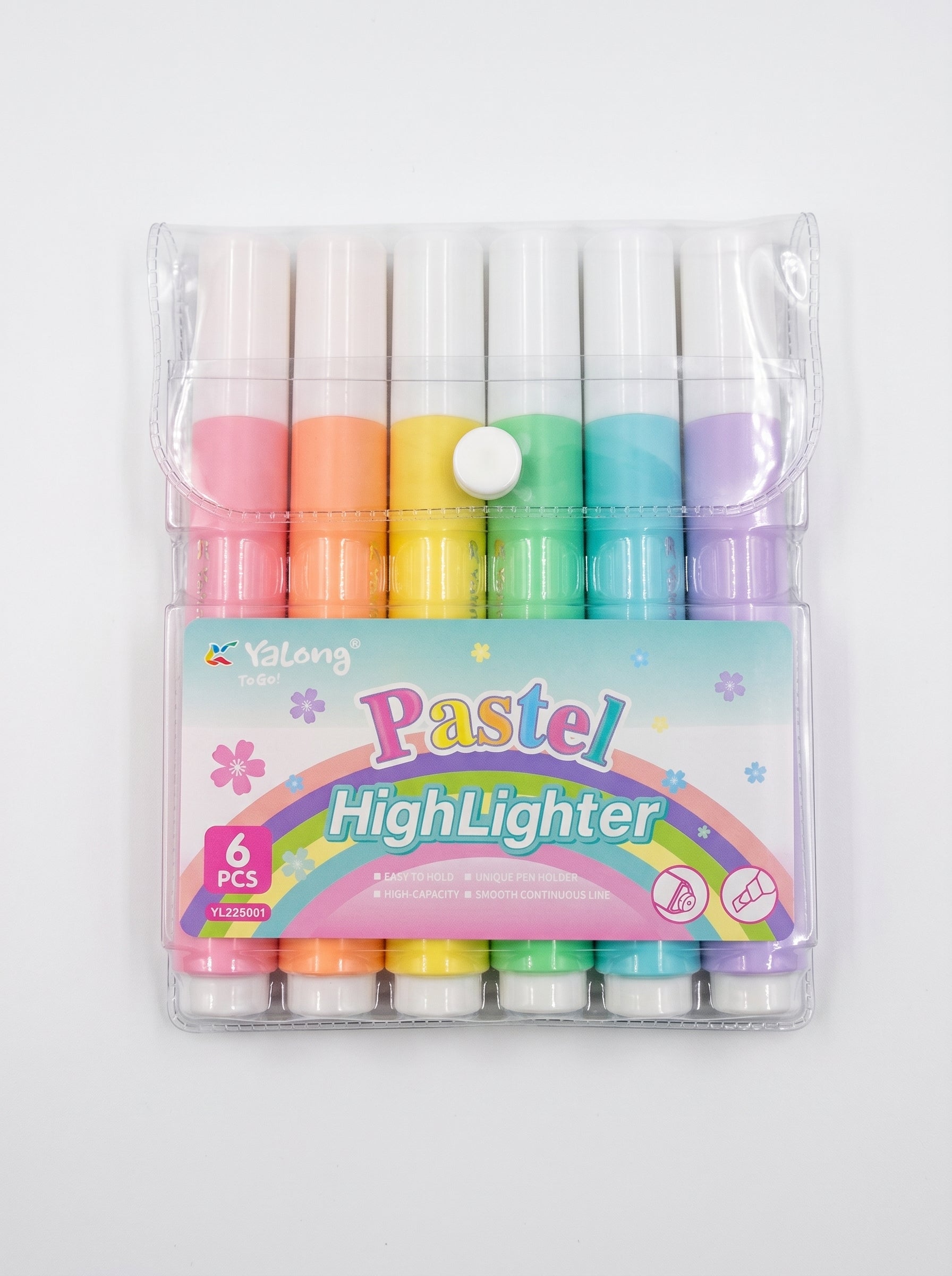 Surligneurs Pastel 6 Couleurs Yalong | Lot de Marqueurs Fluorescents Doux