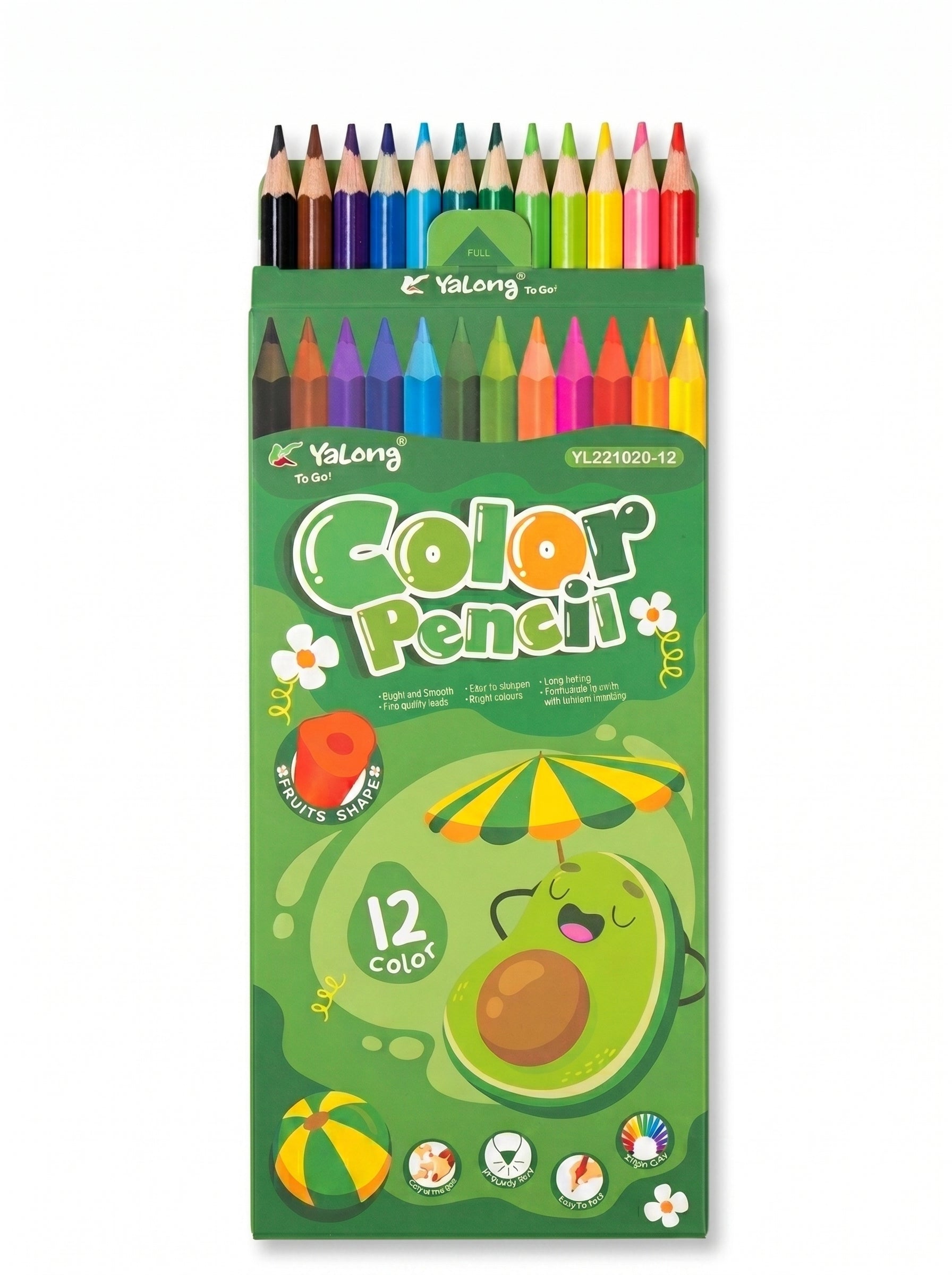 Set de Crayons de couleur 12pcs Yalong - Couleurs Éclatantes Yalong To Go