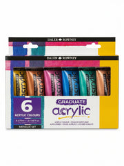 Set de 6 tubes Peinture acrylique métallique Daler-Rowney Graduate | Qualité Pro