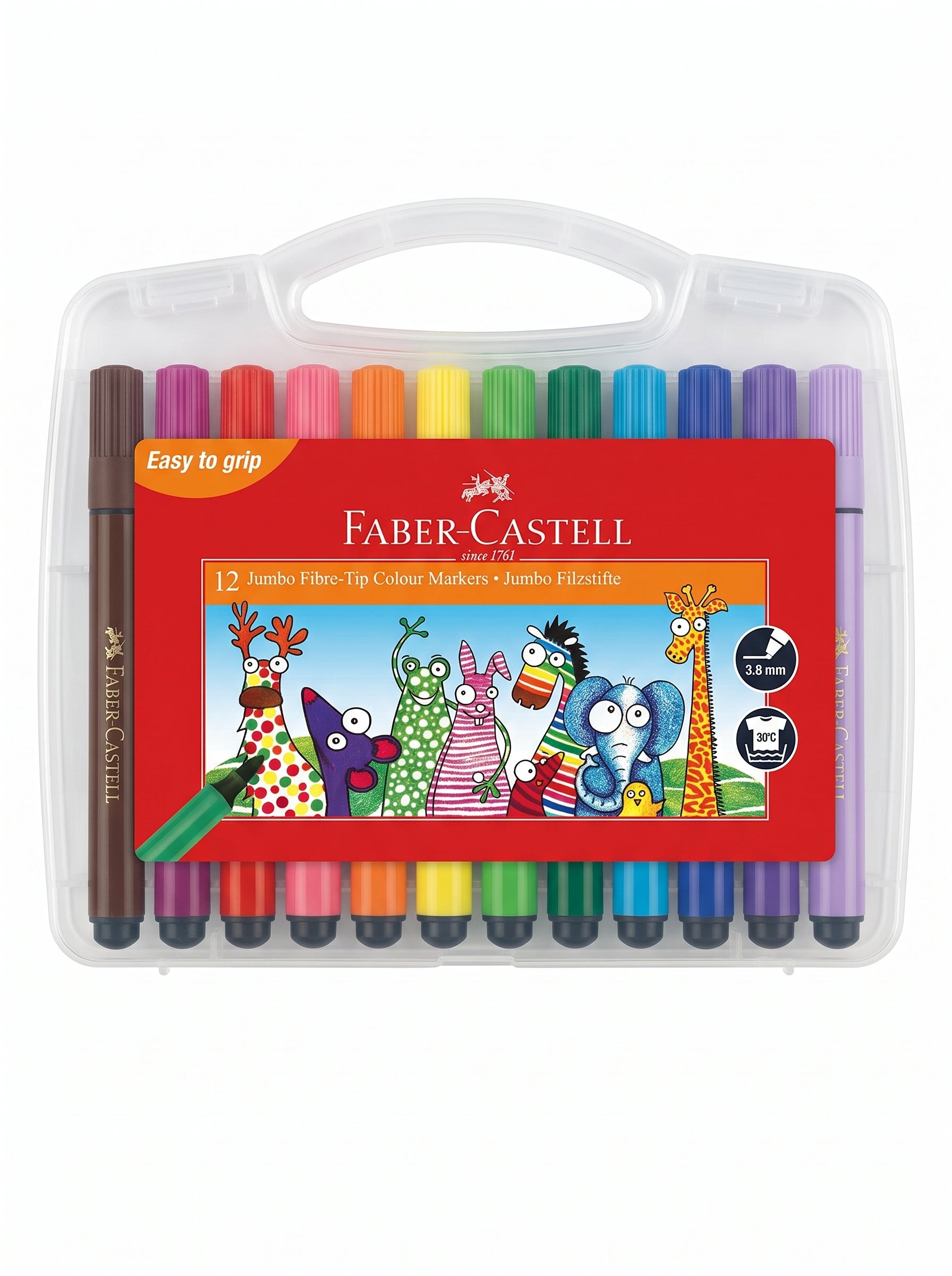 Feutres Jumbo Faber-Castell – Boîte de 12 – Ergonomie et Couleurs Vives