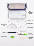 Kit de géométrie 8 pièces avec Pochette "To Go"
