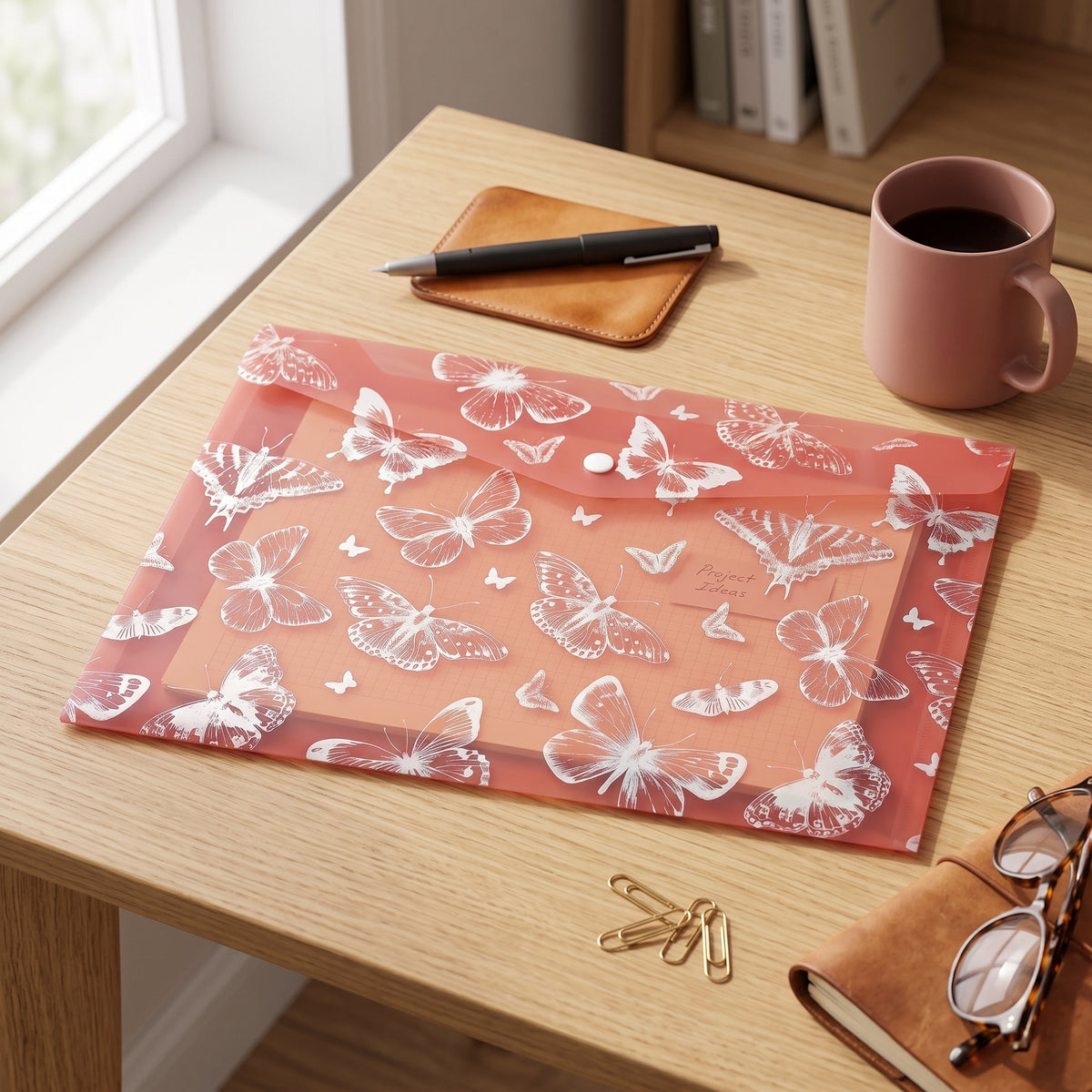 Pochette Porte-Documents A4 – Organiseur Plastique avec Bouton-Pression