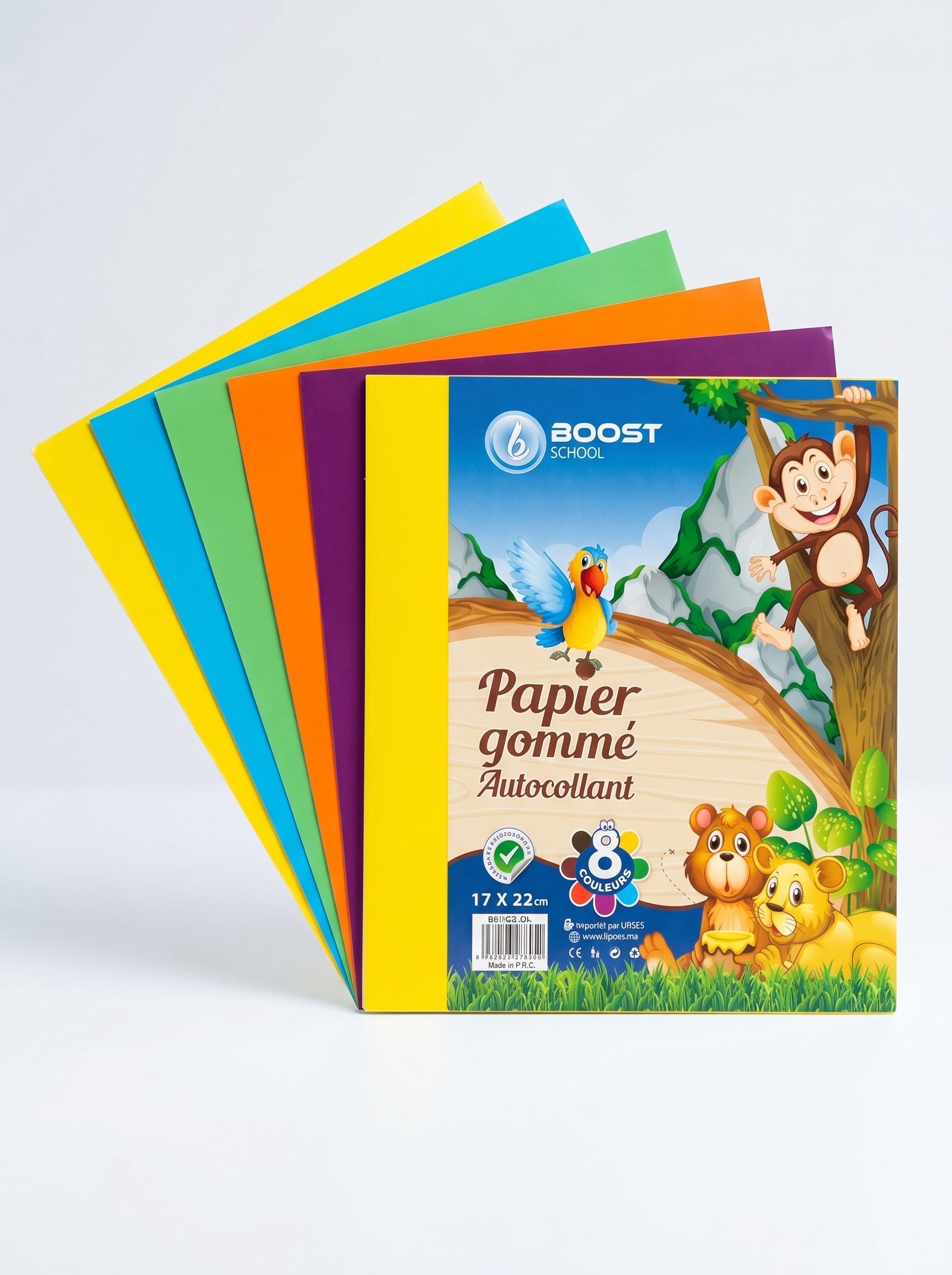 Papier gommé Boost School 17x22 cm 8 feuilles - Pochette pour travaux manuels
