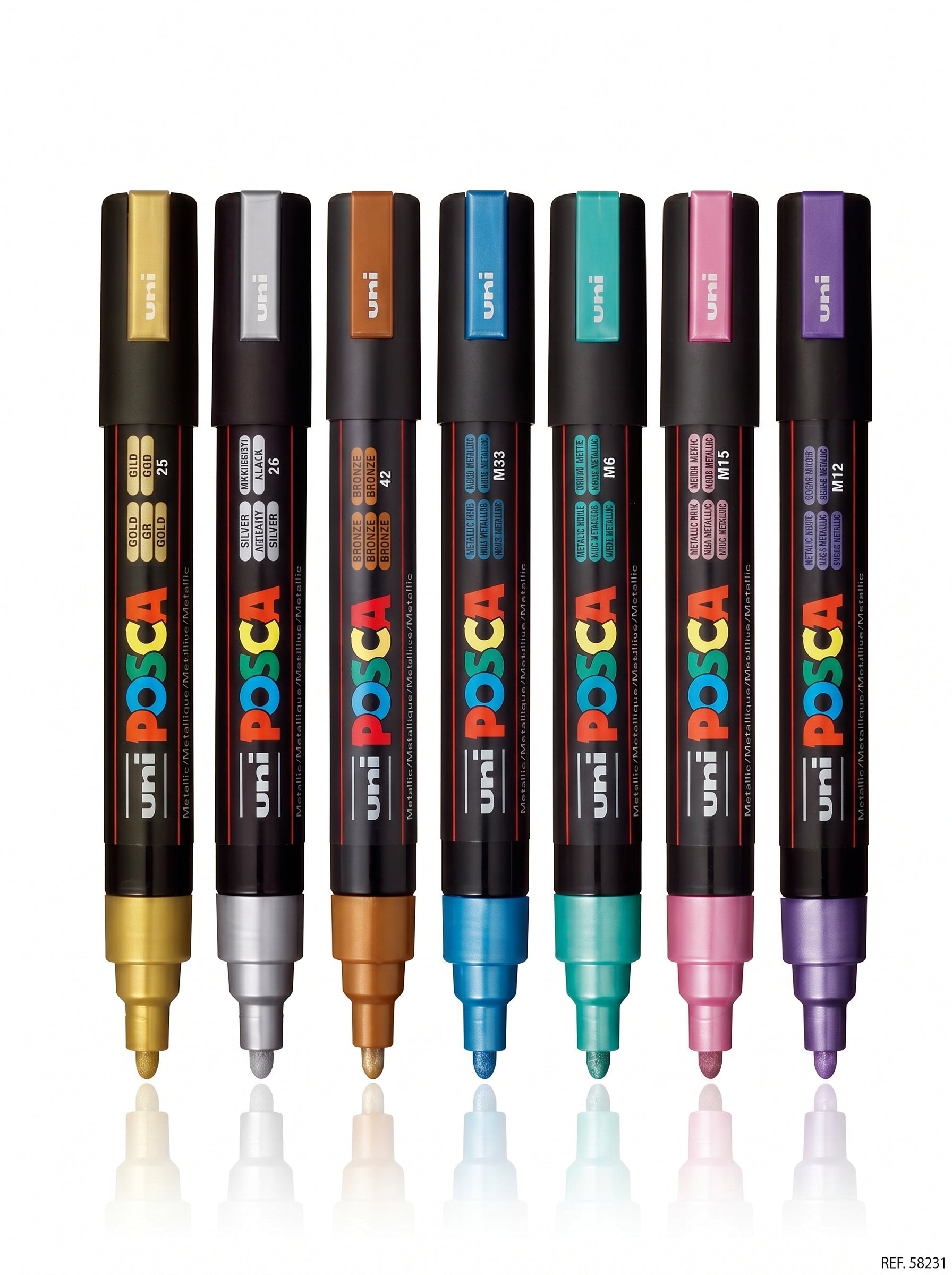 Set de 8 marqueurs Posca Metallic - Feutres peinture effet métal