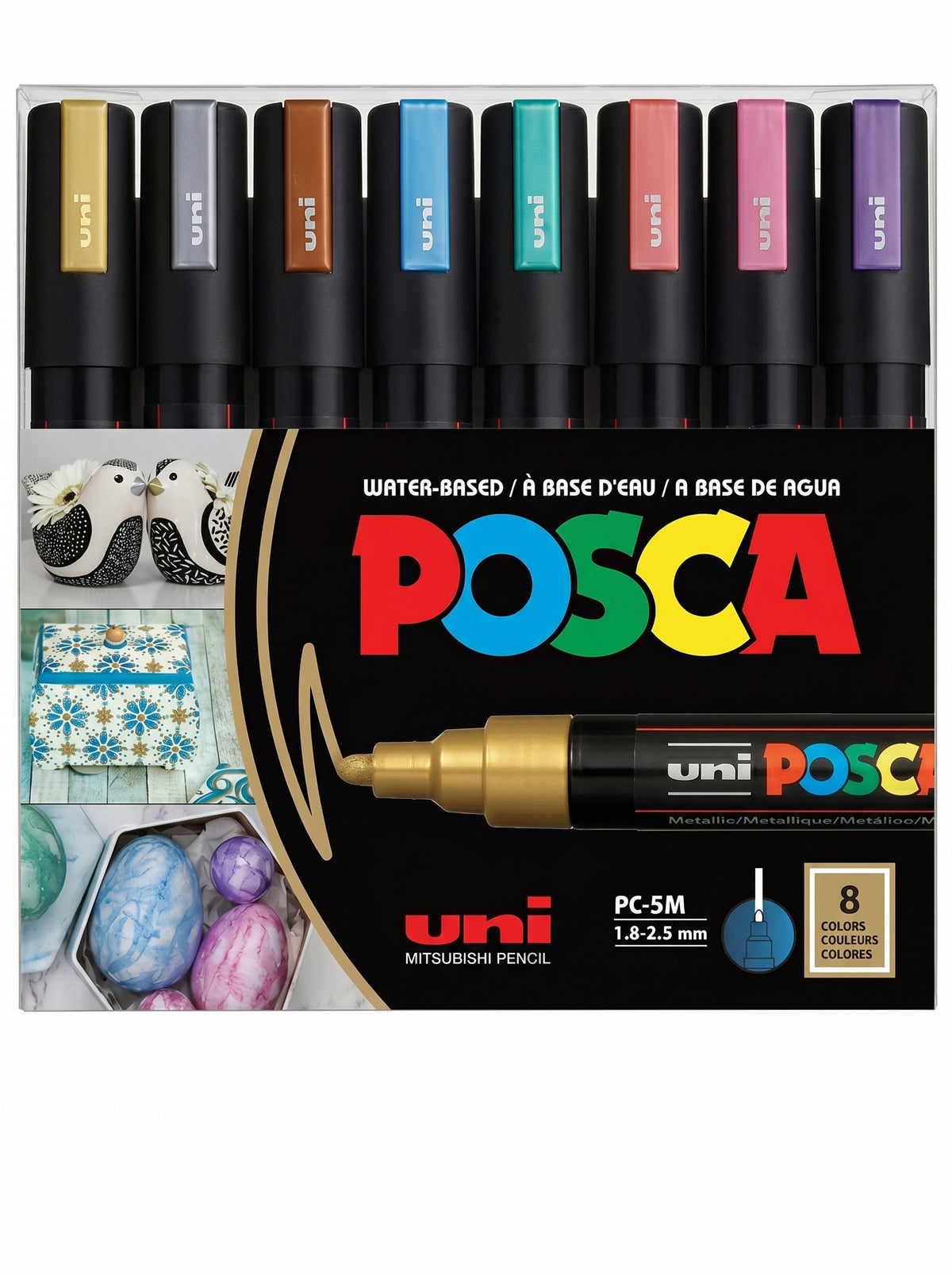 Set de 8 marqueurs Posca Metallic - Feutres peinture effet métal