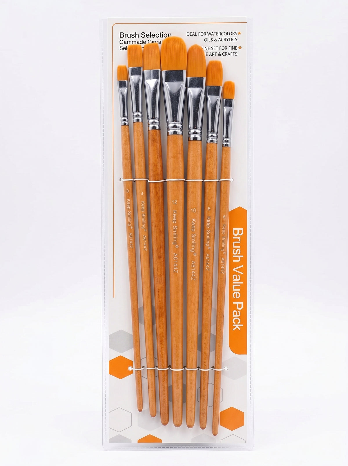 Pinceau langue de chat peinture : Set de 7 pinceaux plats à manche long