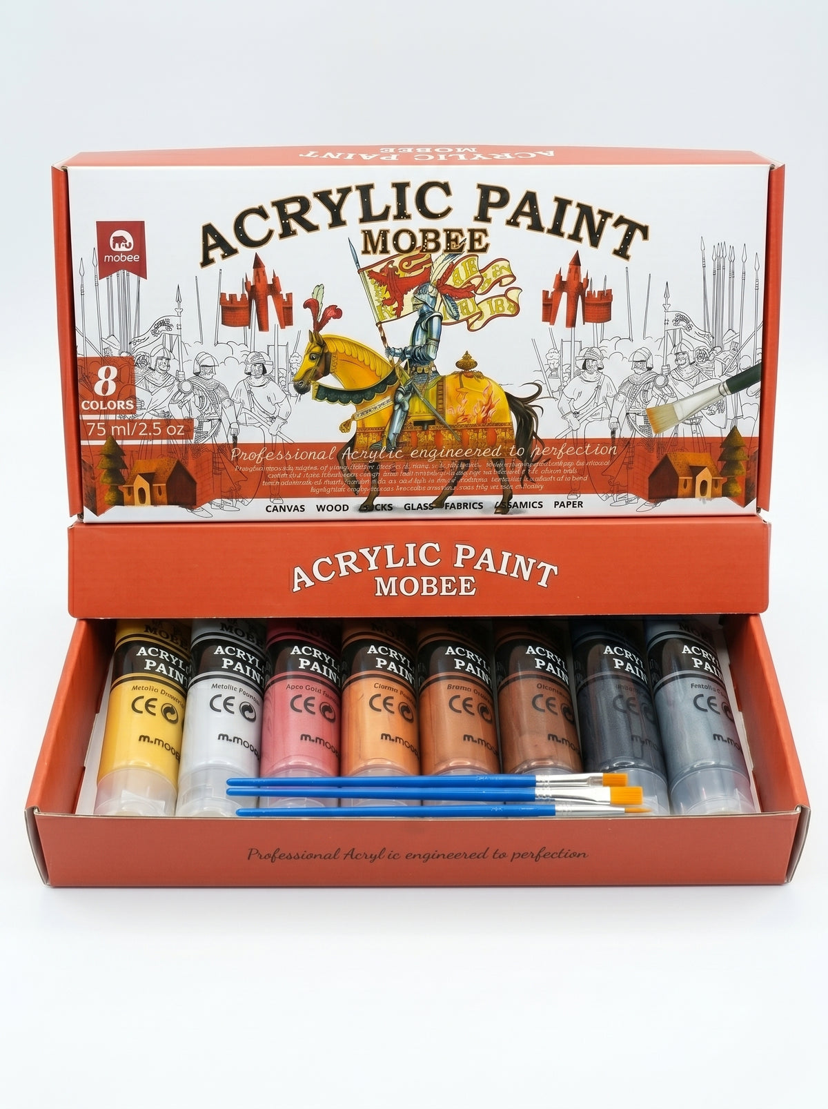Peinture acrylique classique Mobee 8 tubes 75ml | Pack Haute Qualité