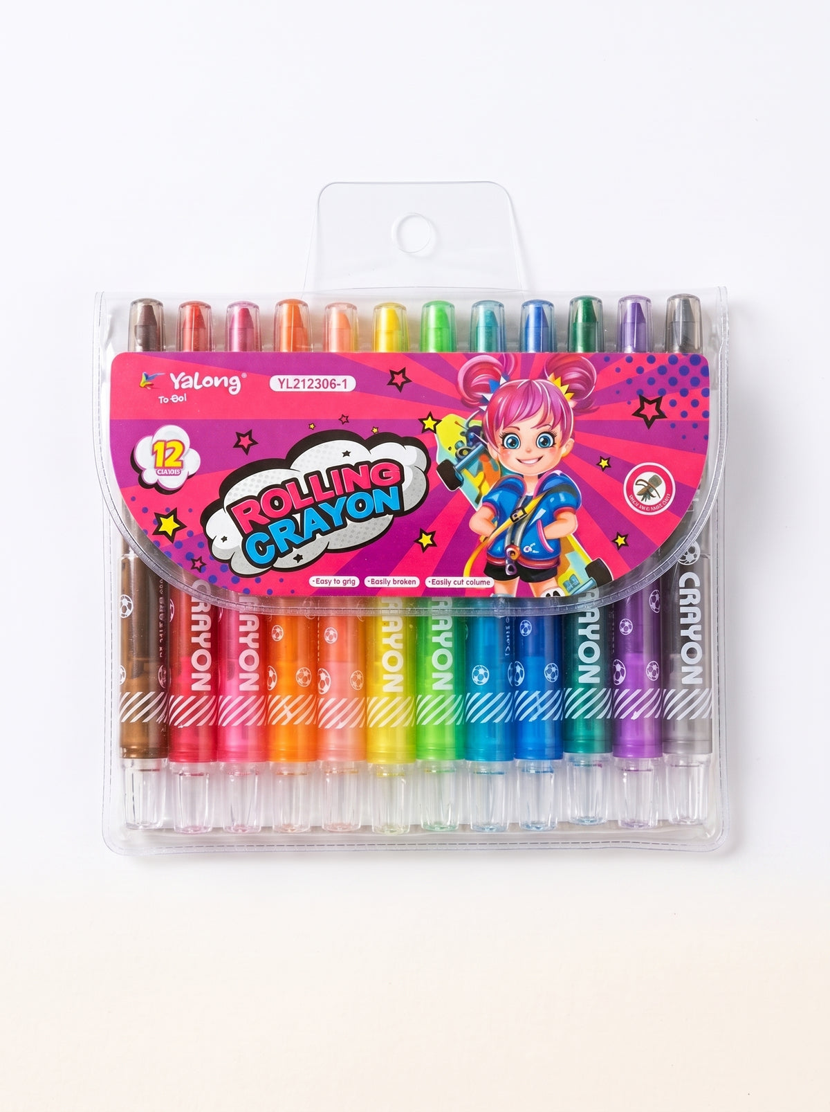 Crayons à cire 12 pcs Yalong – Grand Format (Arts Plastiques)