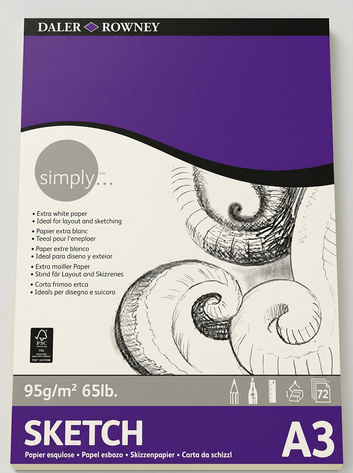 Bloc papier esquisse Daler-Rowney A3 95g - 72 feuilles