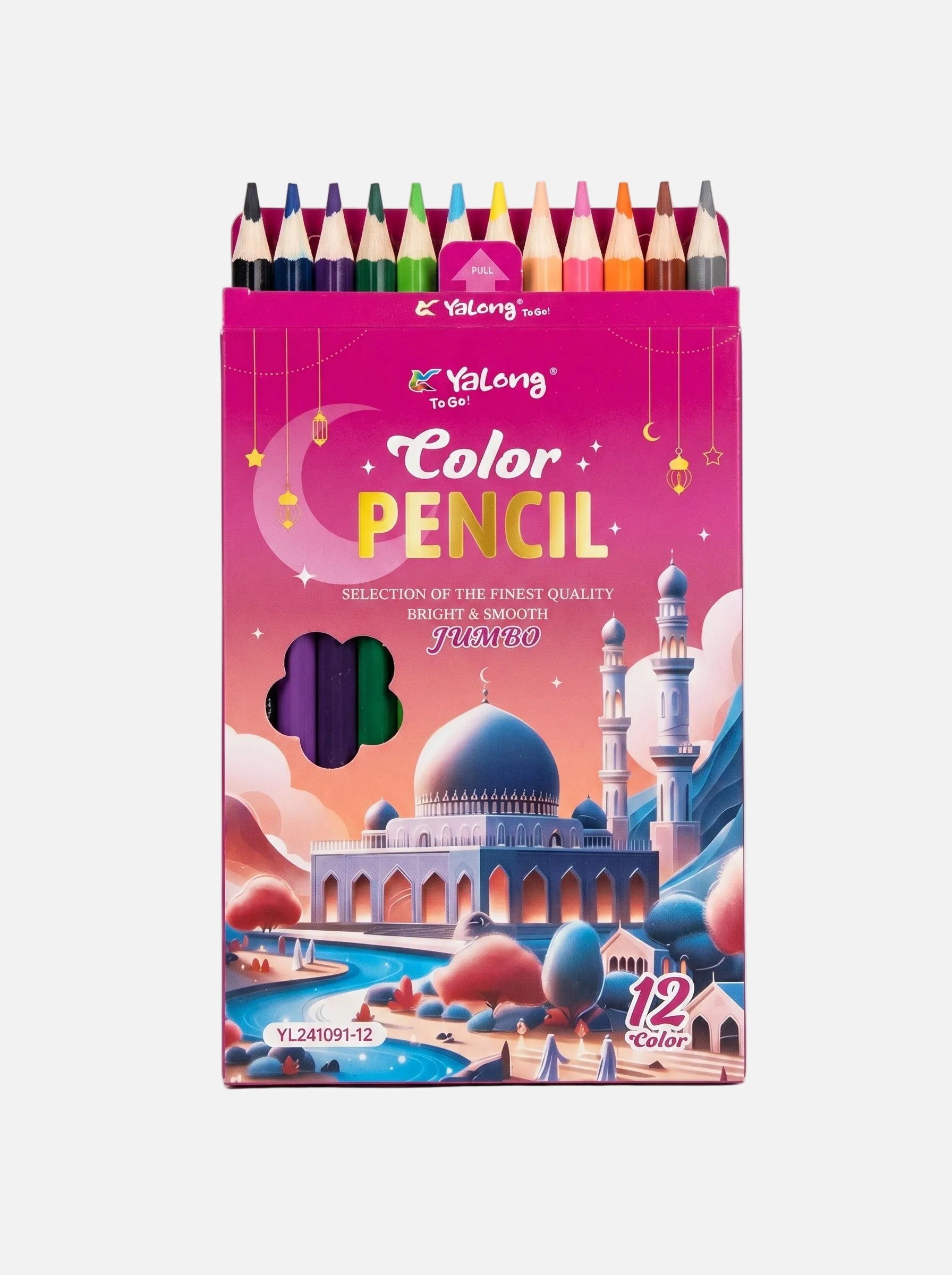 Boîte de 12 Crayons de Couleur aux Teintes Vives – Jumbo Yalong
