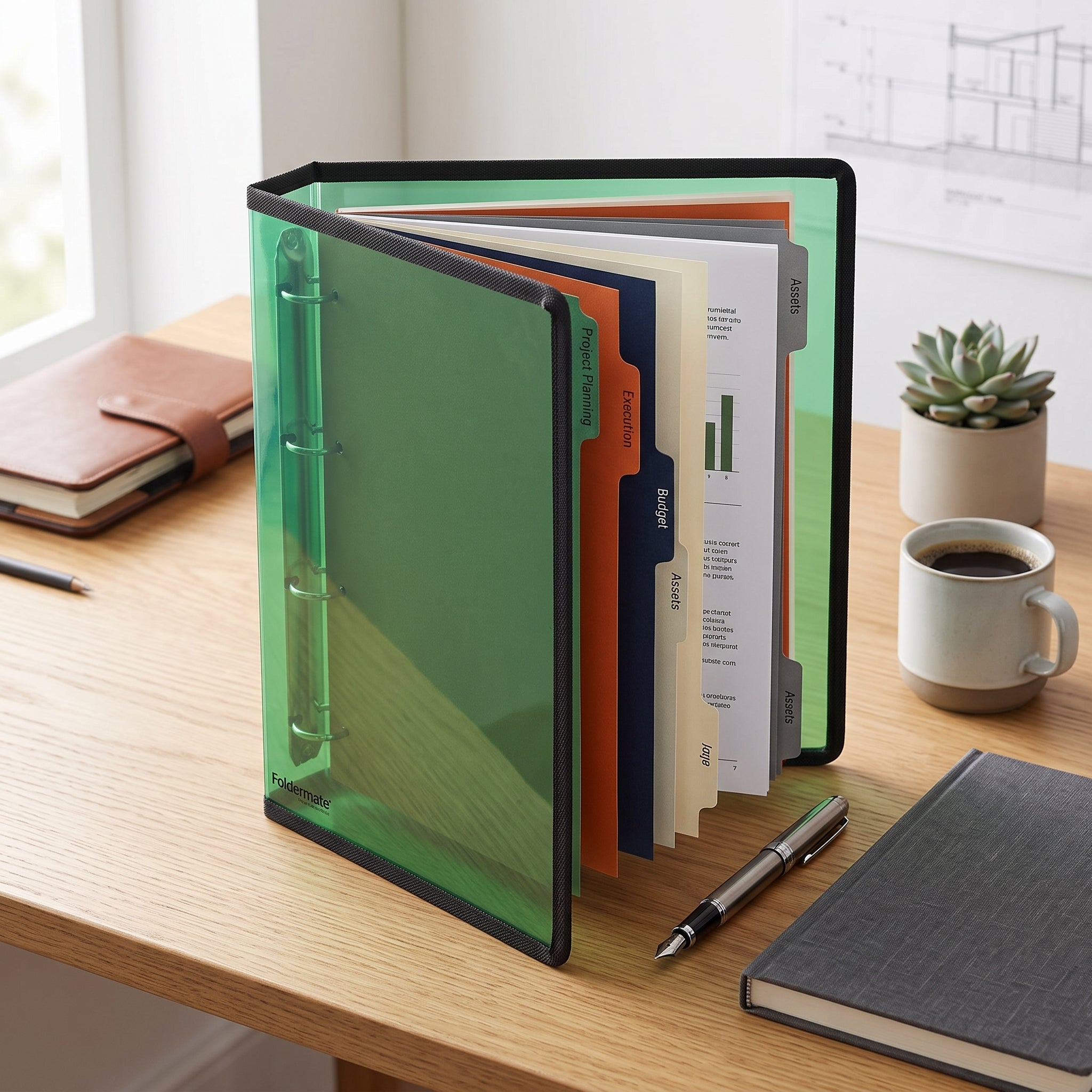 Classeur souple 4 anneaux Transparent -  Foldermate