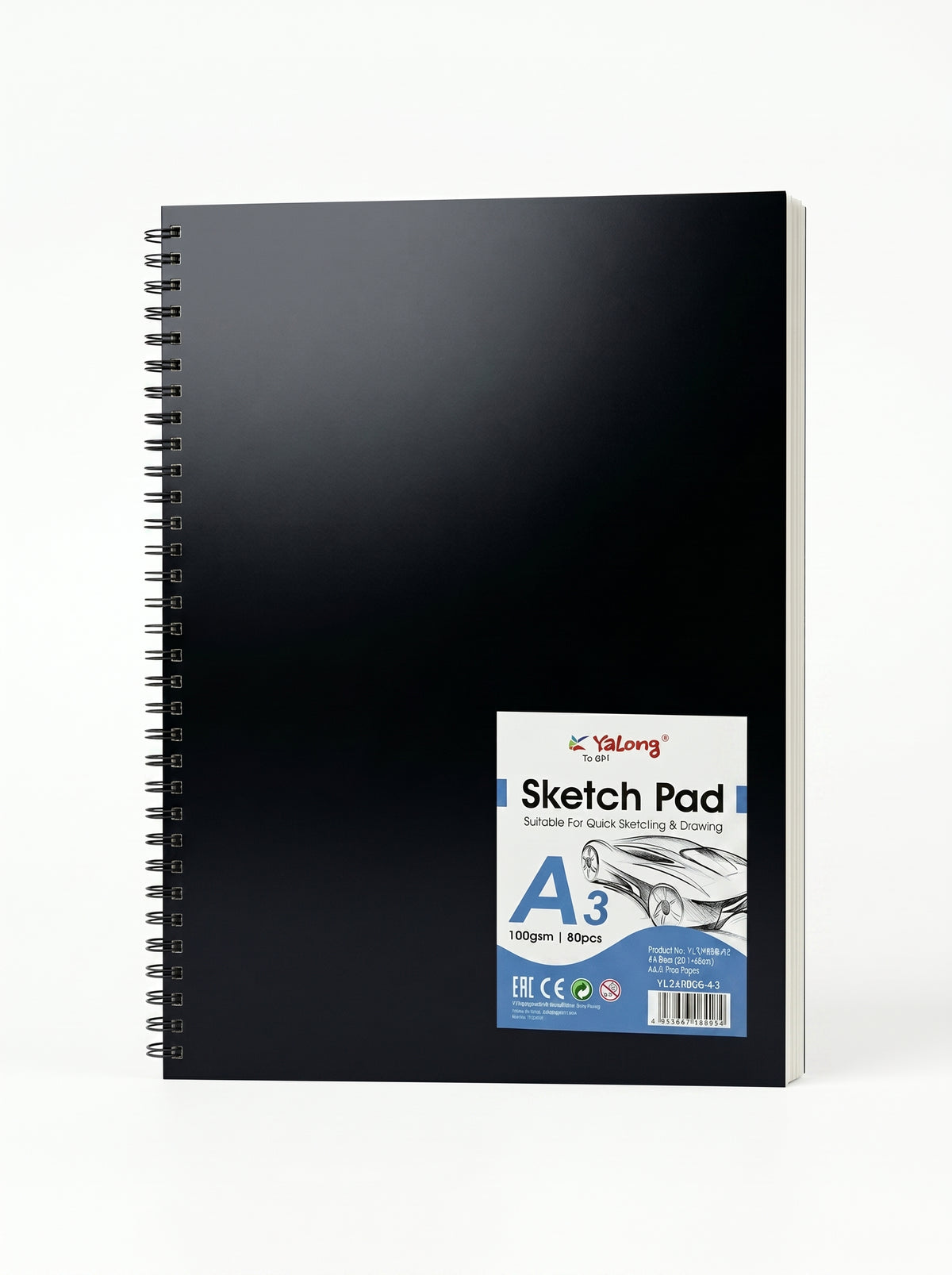 Sketch Pad Yalong A3 spirale 100g 80p - Bloc dessin grand format