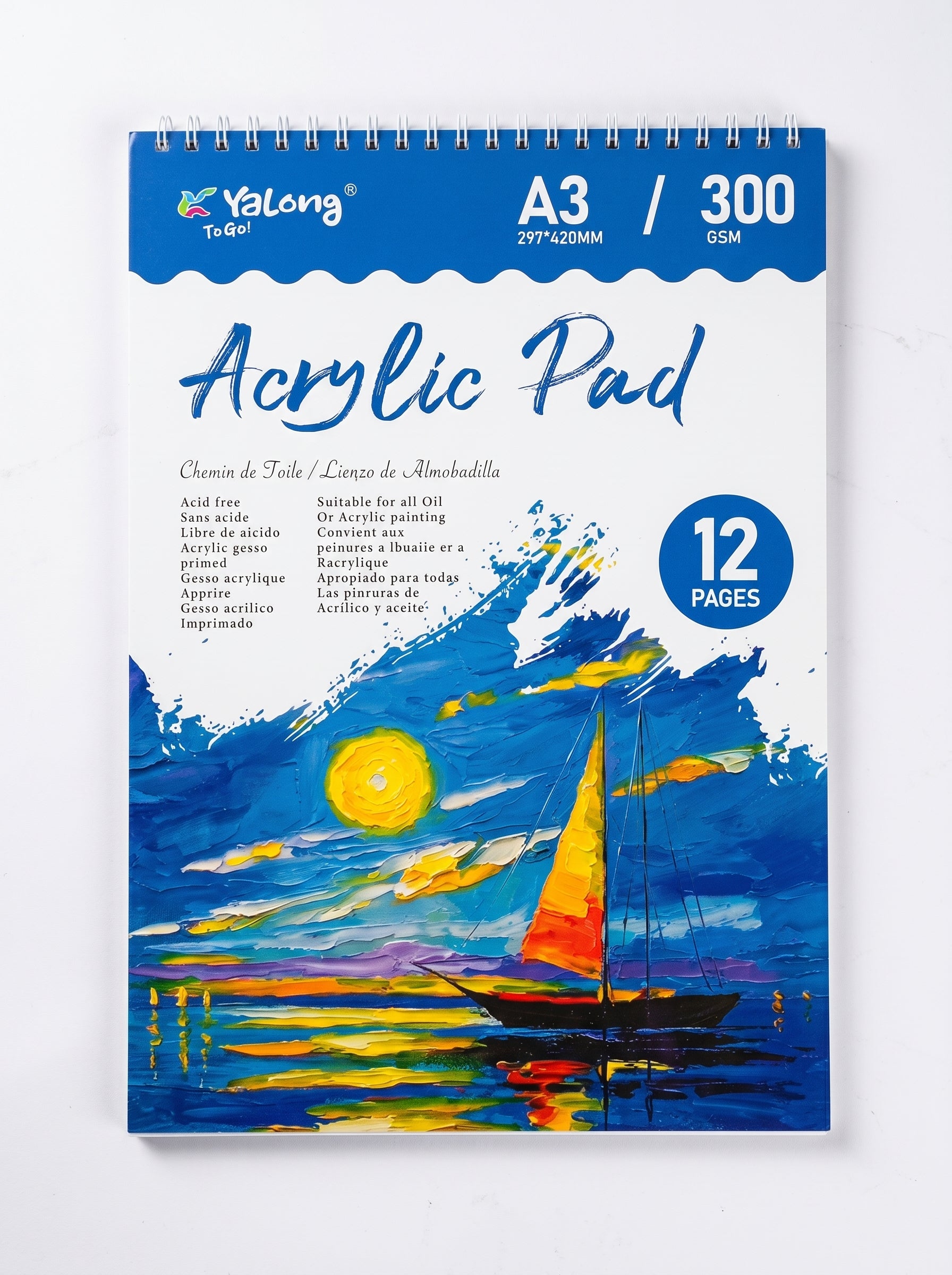 Bloc papier acrylique 300g "To Go" à spirales - Formats A5 / A3