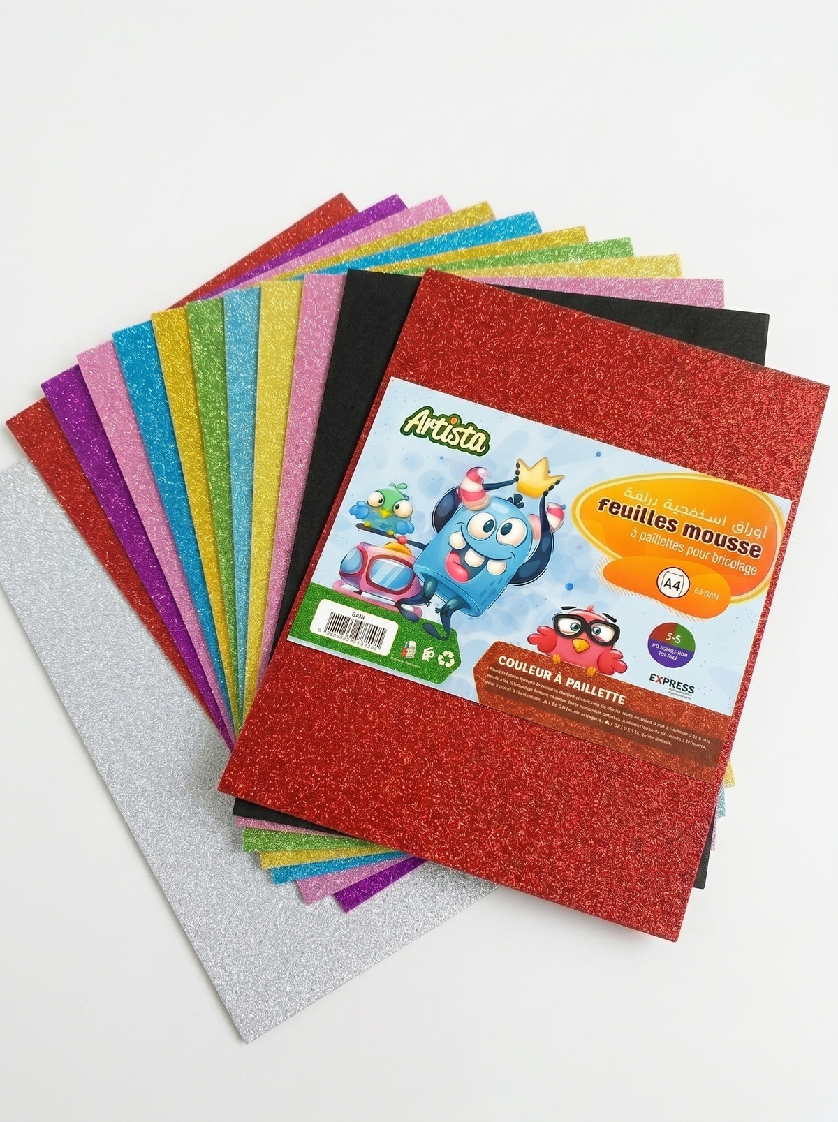 Papier mousse A4 pailleté classique Express Junior - Feuille mousse EVA