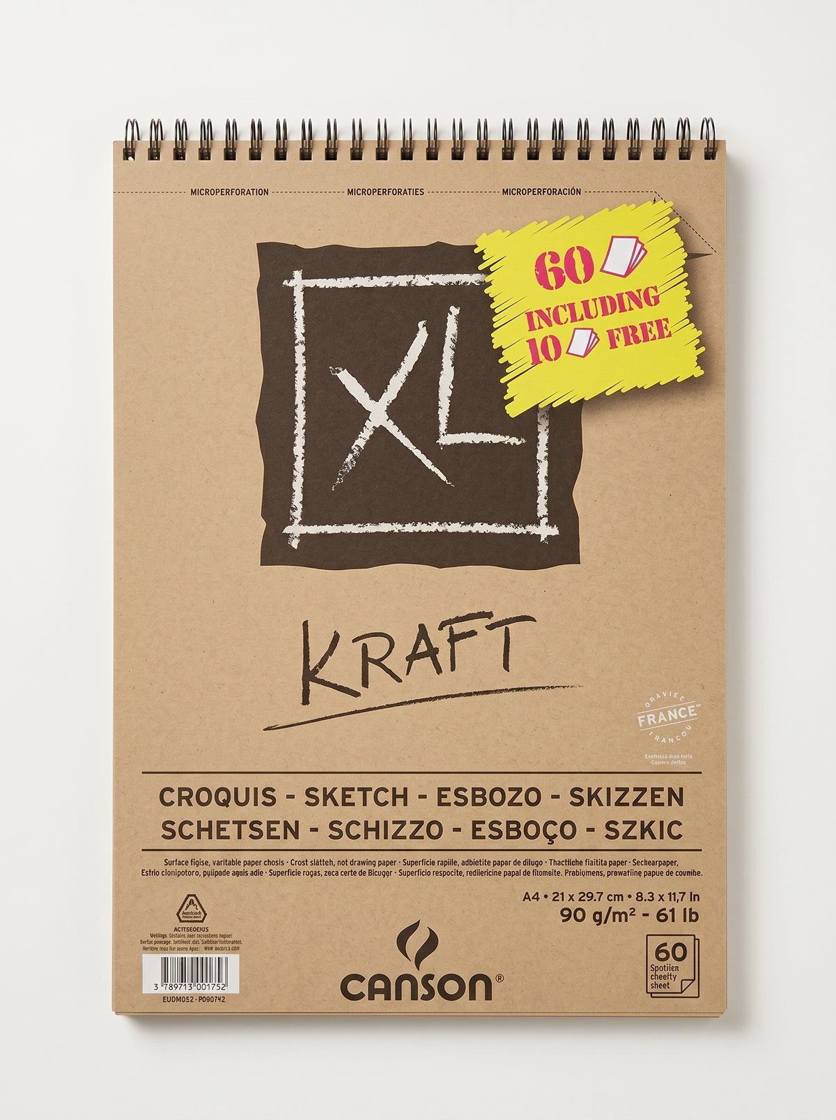 Bloc papier kraft Canson XL 90g - Carnet de dessin teinté (A4 / A3)