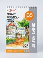 Carnet aquarelle Yalong A4/A5/B5 - Papier 120g à spirale