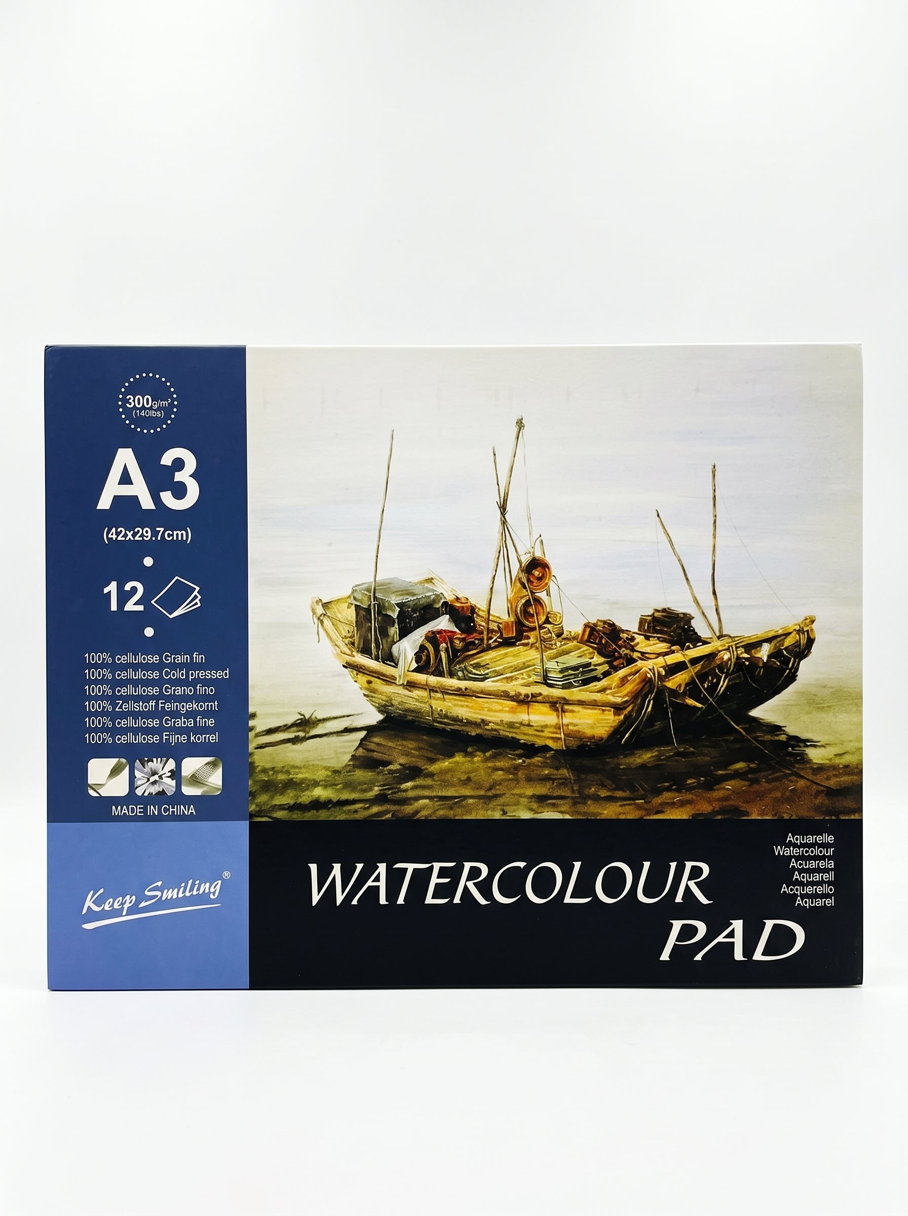 Bloc Papier Dessin A3 300 g/m² Professionnel – 12 Feuilles Haute Qualité