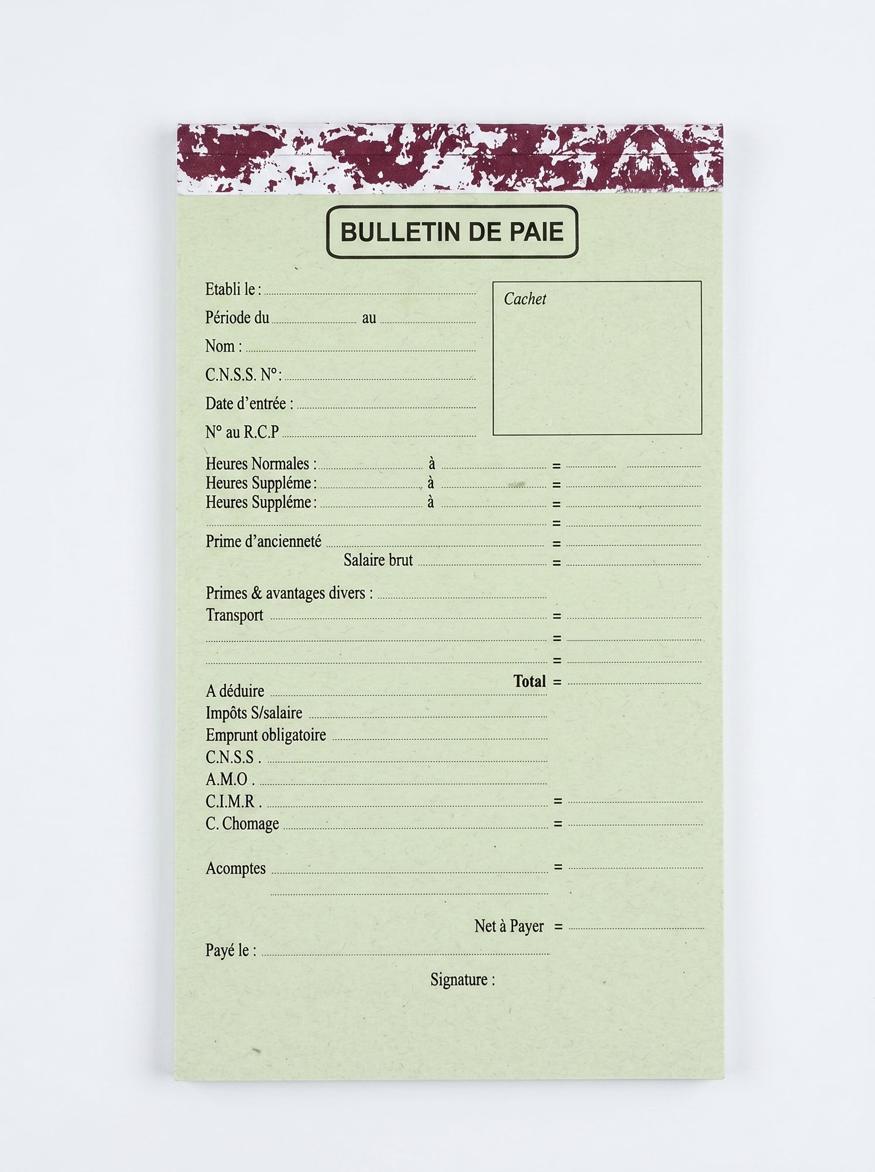 Bulletin de paie / 50p (50 Feuillets) - Gestion Salariale Maroc
