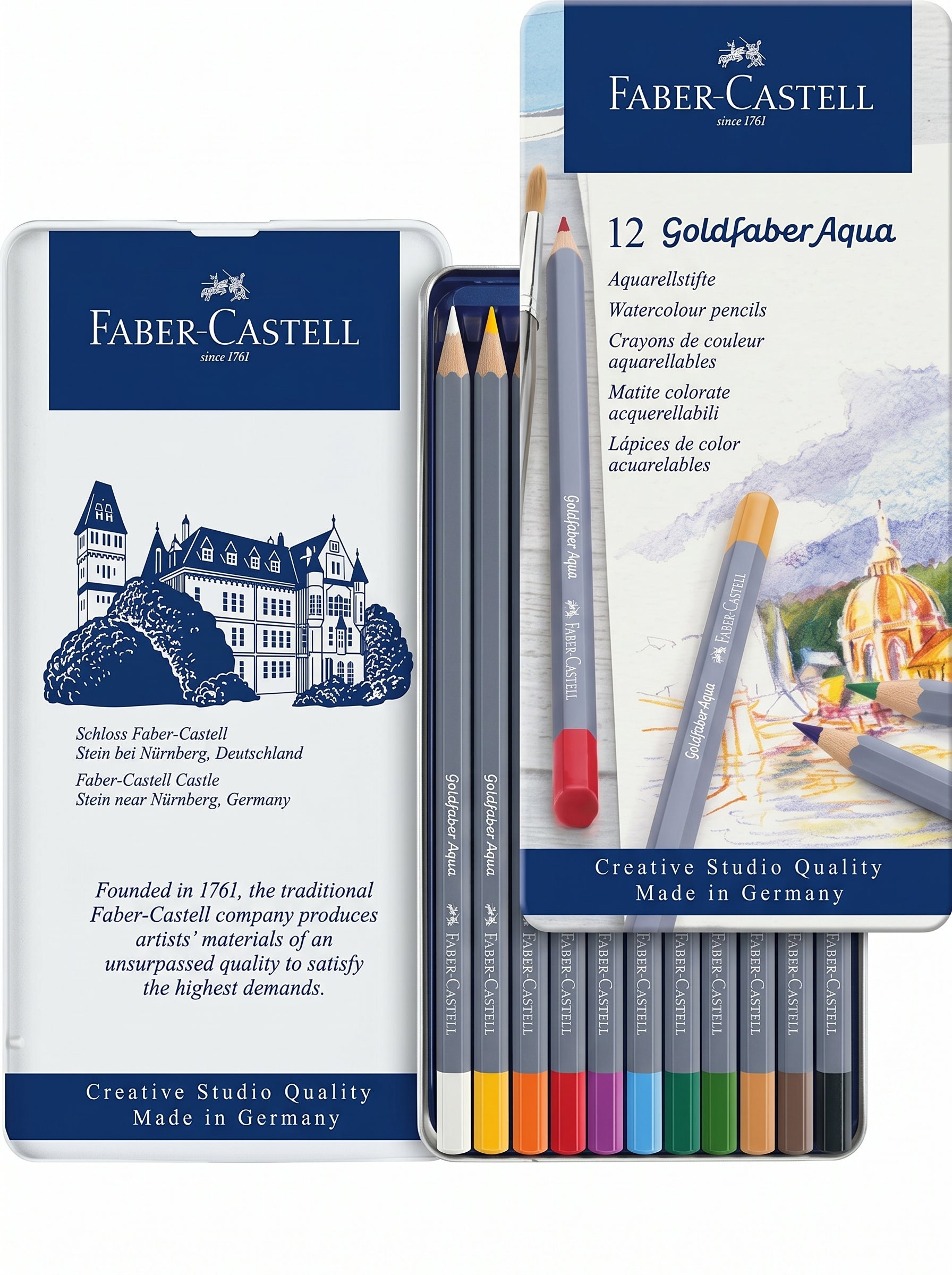 Crayons aquarellables Faber-Castell 12 pièces - Qualité supérieure d'artiste